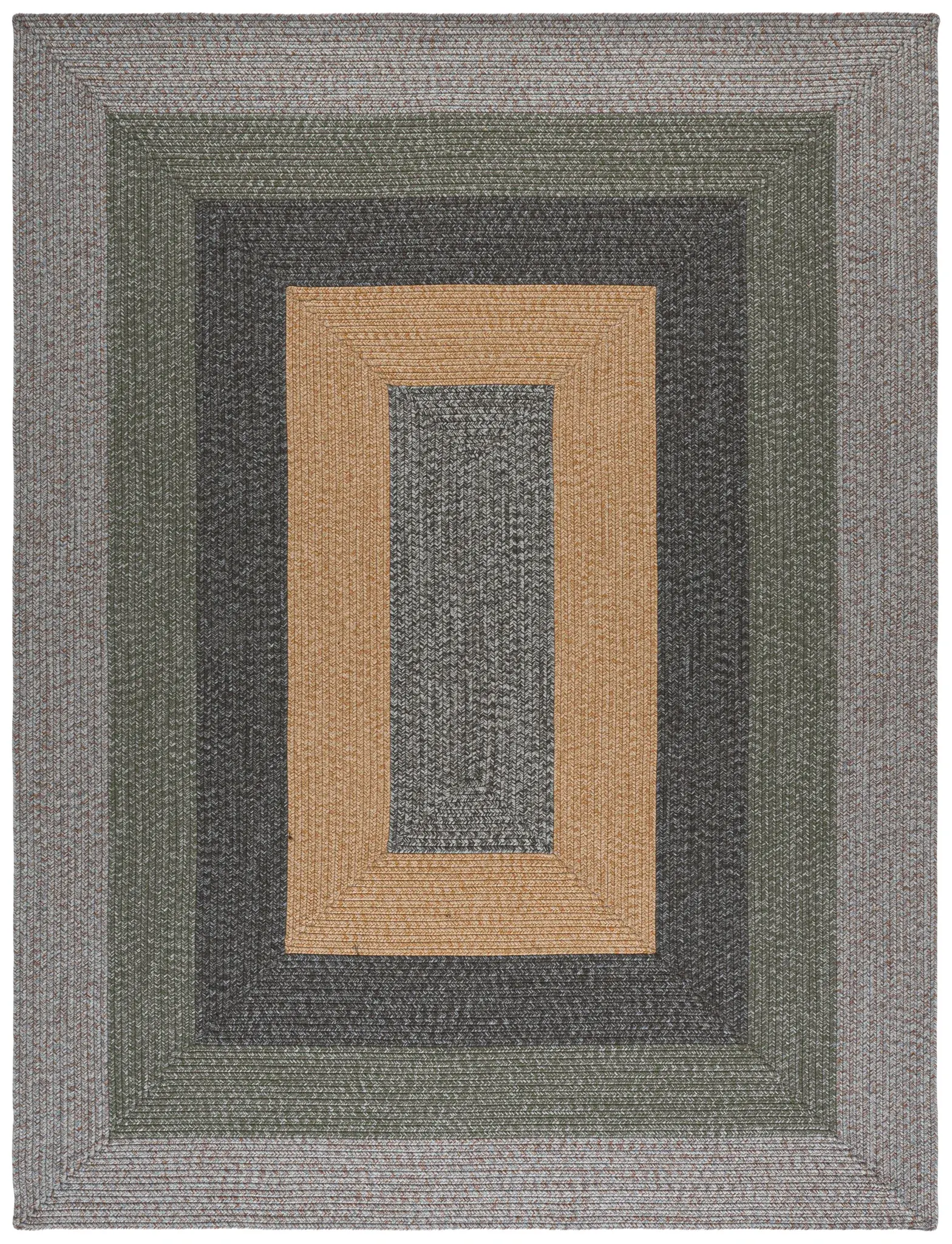 Braided Concentric Banded Washable Outdoor Rug
