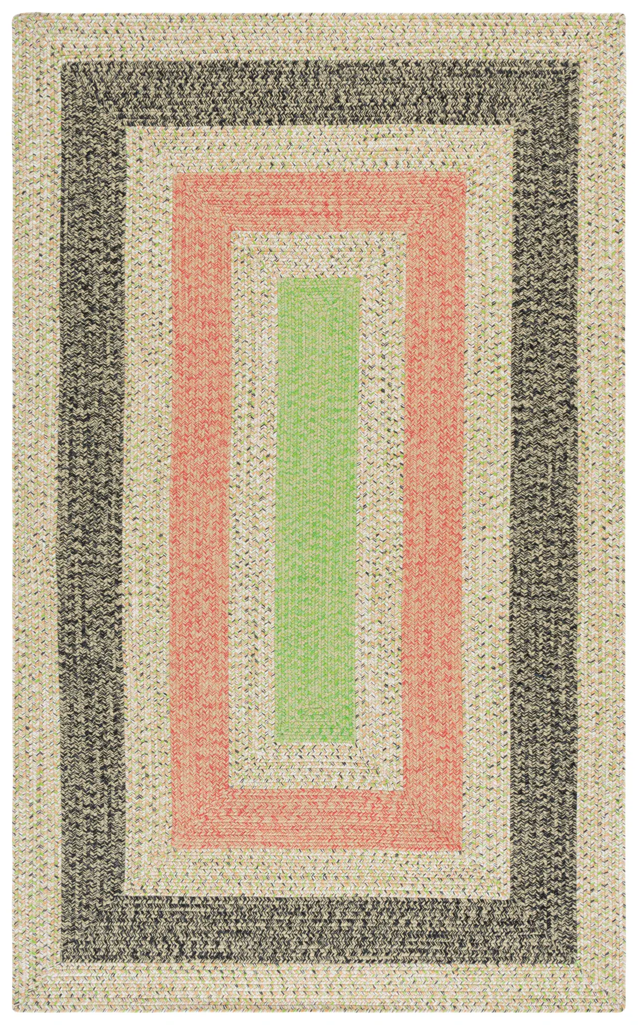 Braided Concentric Ring Oval Washable Outdoor Rug