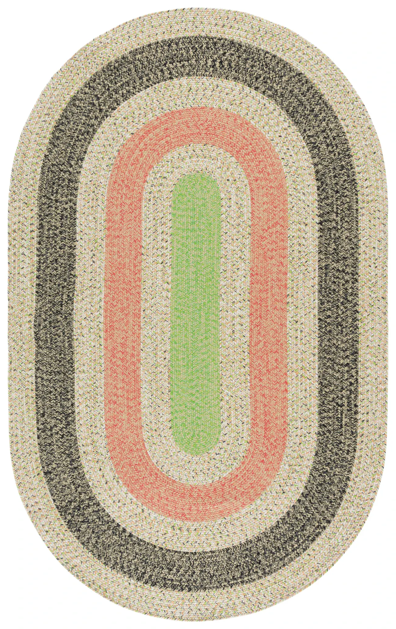 Braided Concentric Ring Oval Washable Outdoor Rug