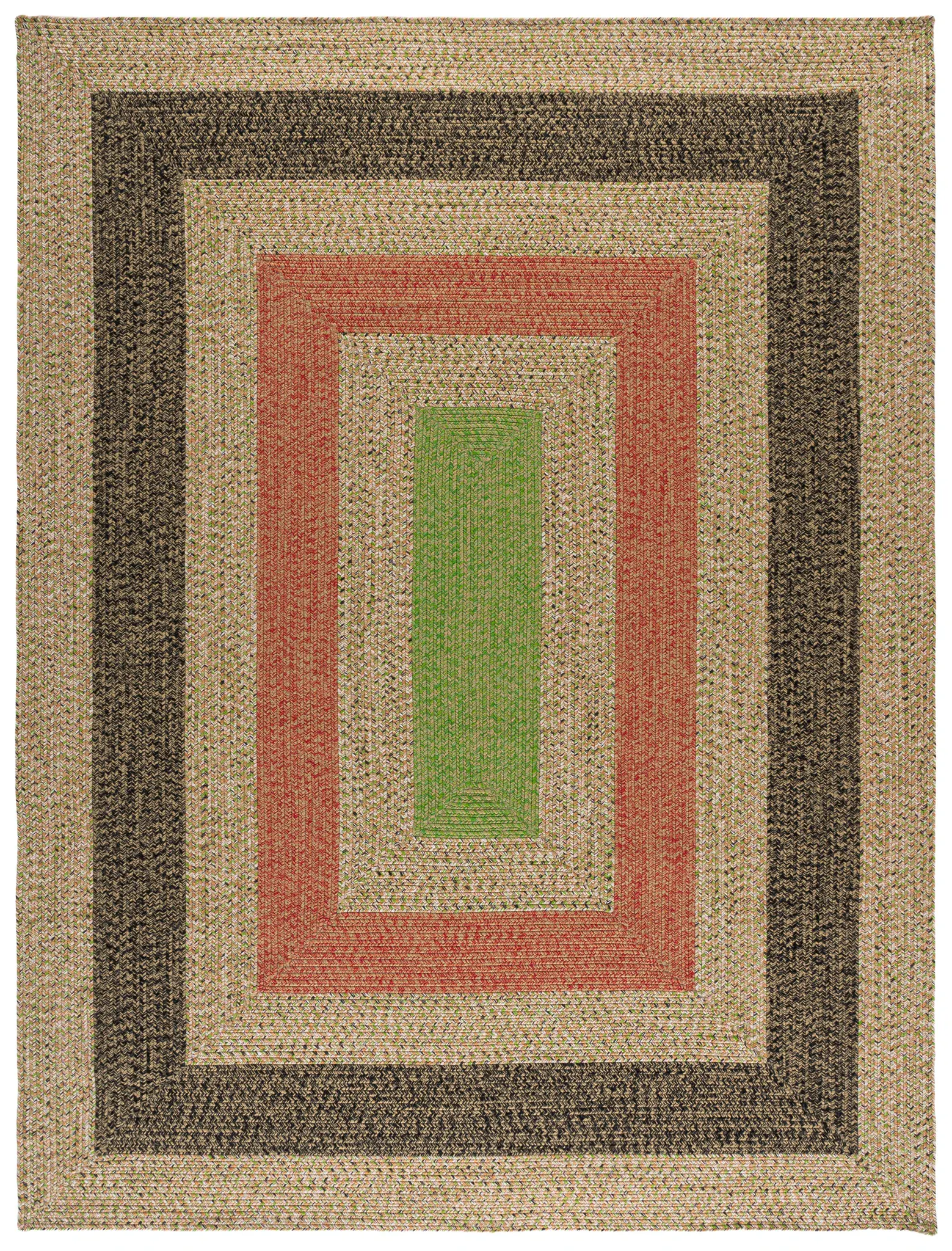Braided Concentric Ring Oval Washable Outdoor Rug