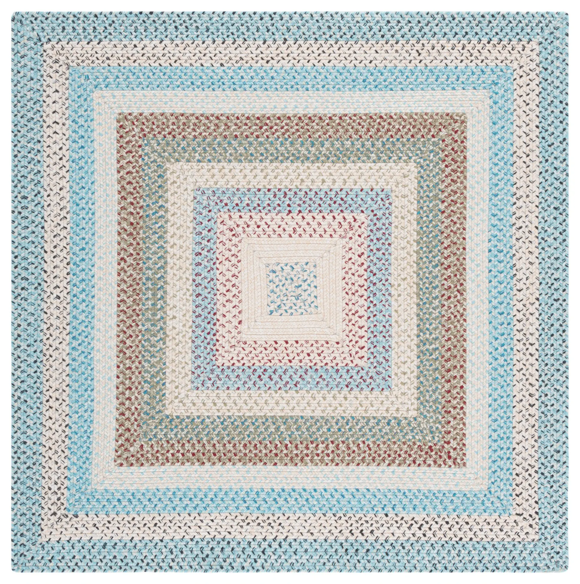Braided Concentric Band Washable Outdoor Rug