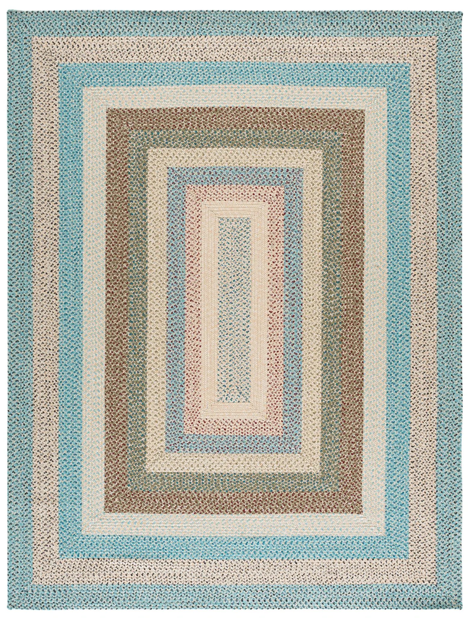 Braided Concentric Band Washable Outdoor Rug