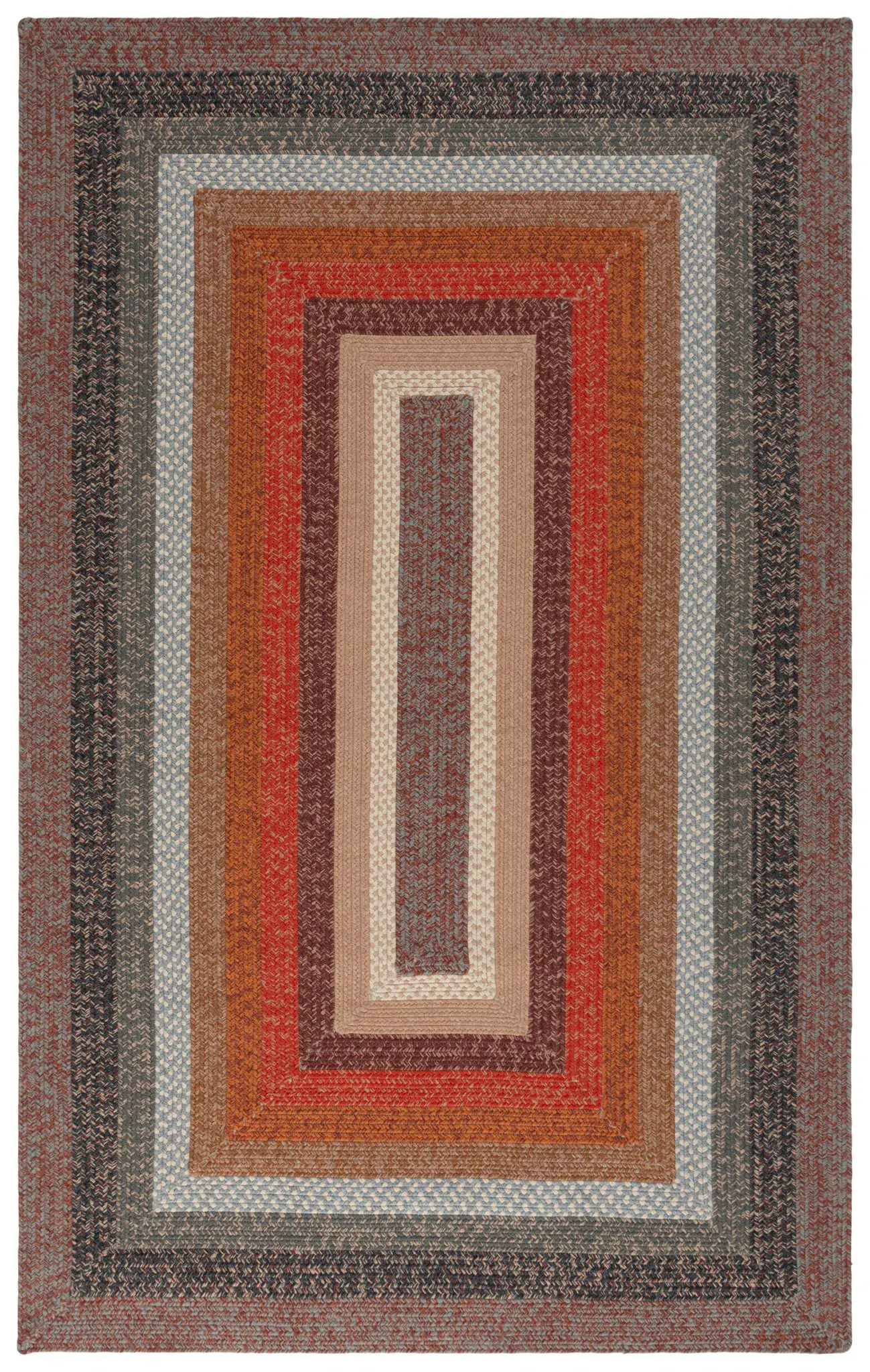 Braided Concentric Narrow Banded Washable Outdoor Rug