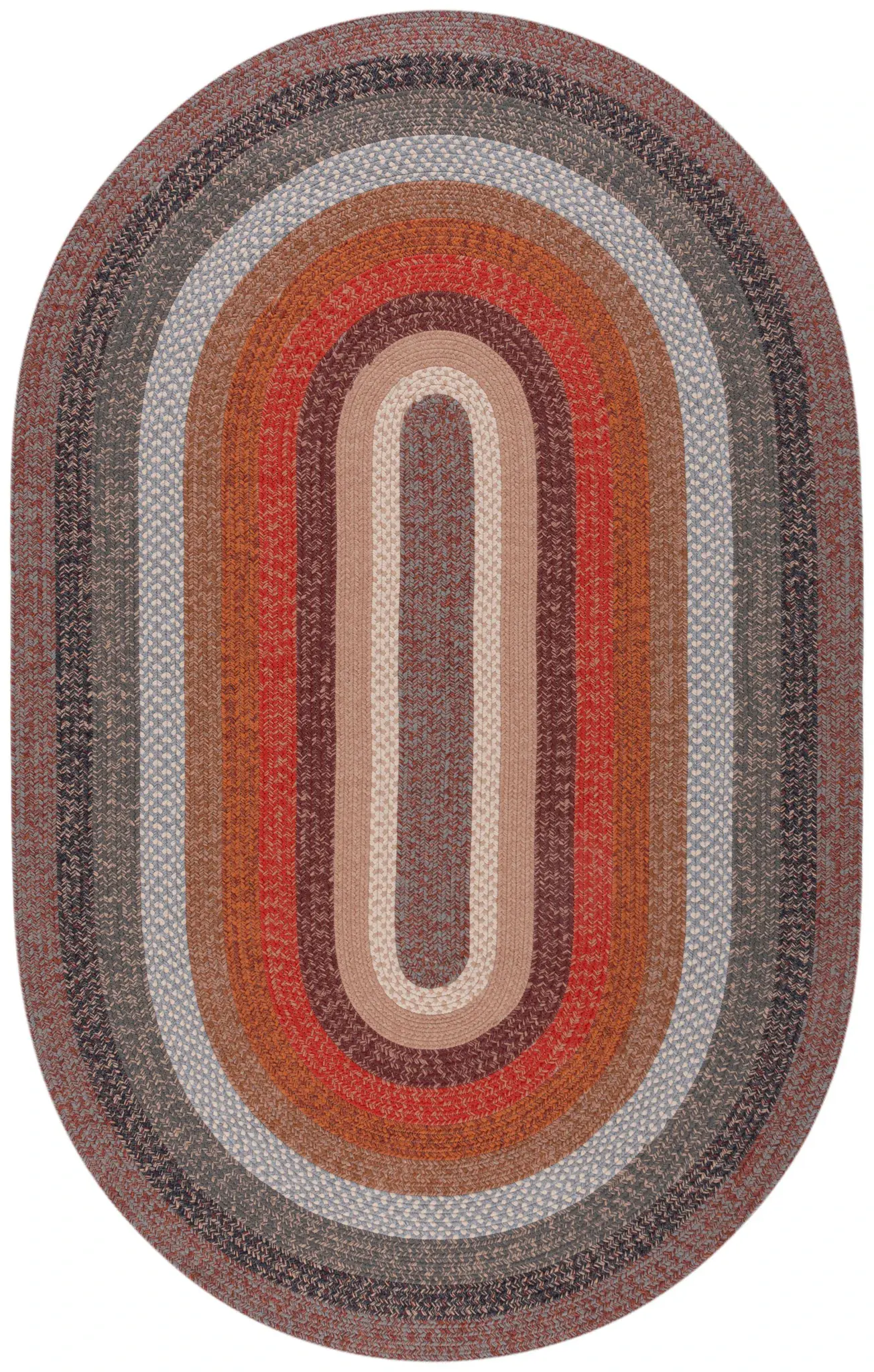 Braided Concentric Narrow Banded Washable Outdoor Rug
