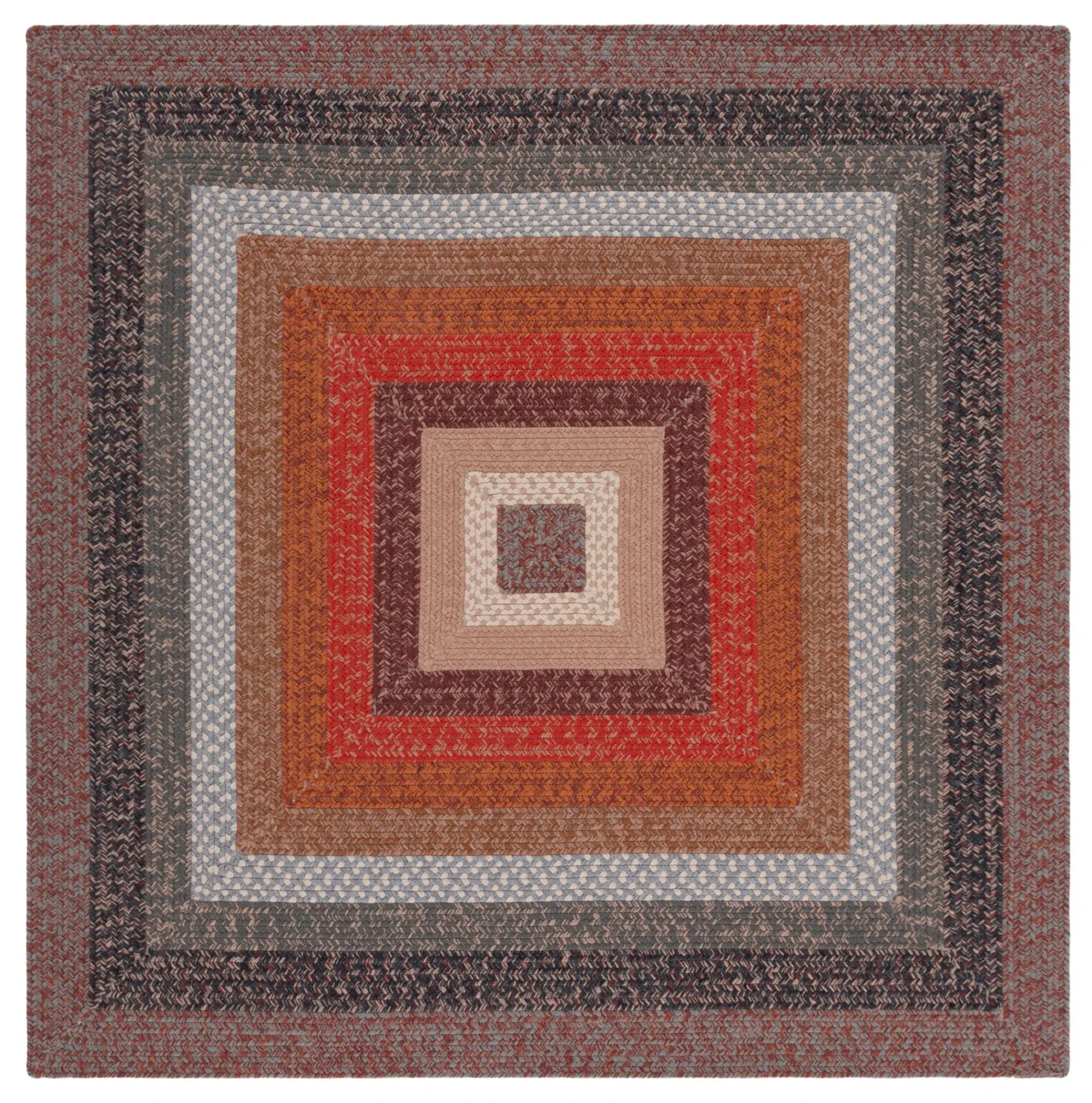Braided Concentric Narrow Banded Washable Outdoor Rug