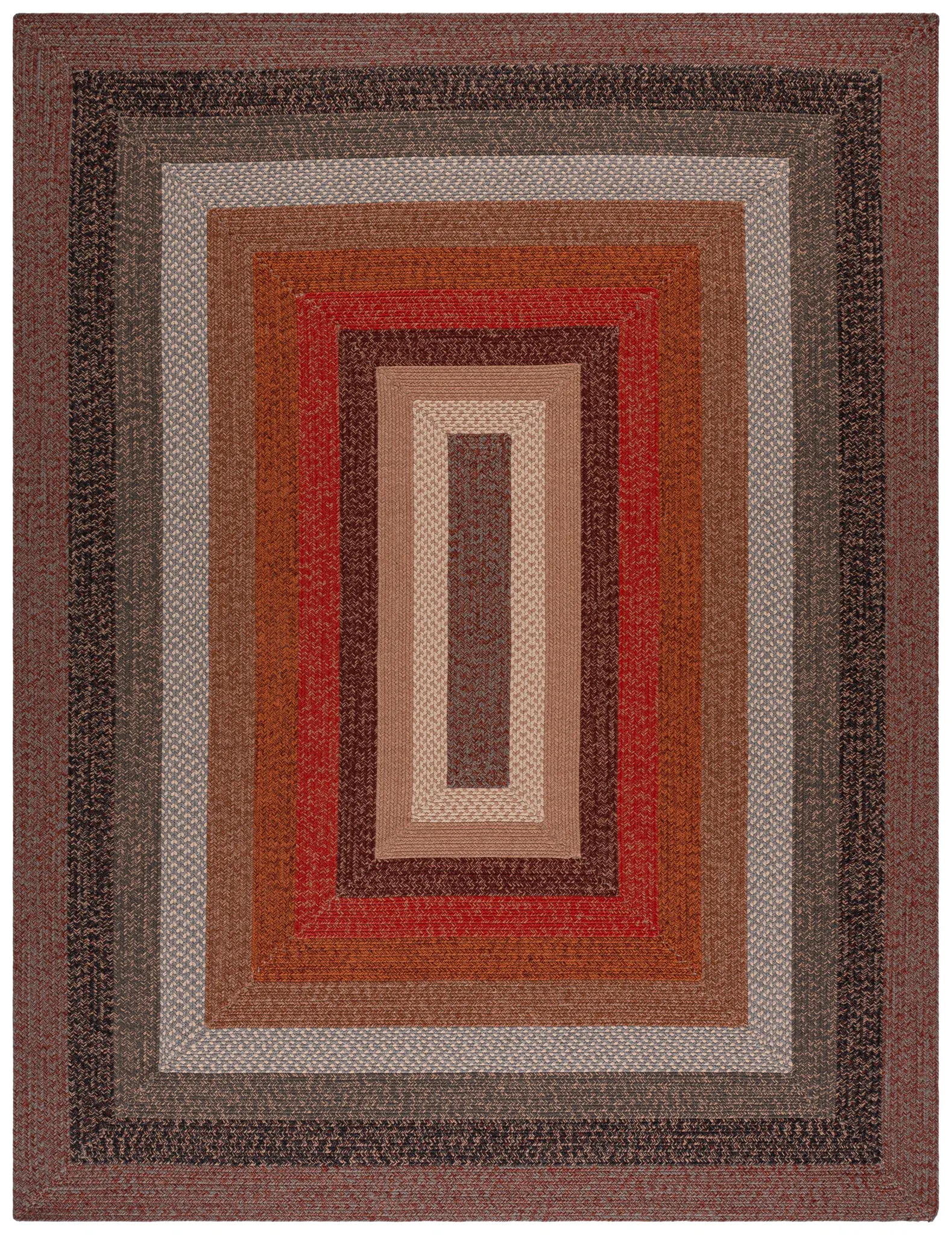 Braided Concentric Narrow Banded Washable Outdoor Rug