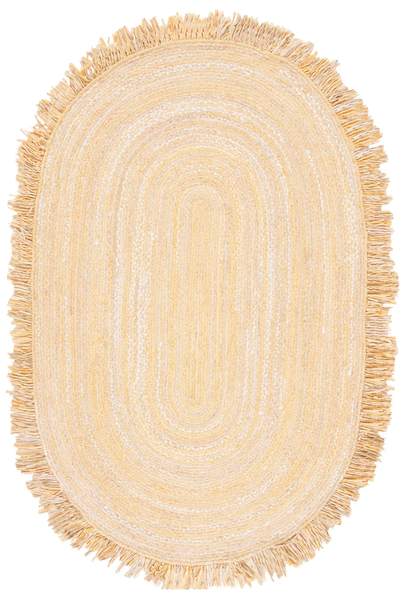 Braided Coastal Fringed Cotton Hand-Woven Rug