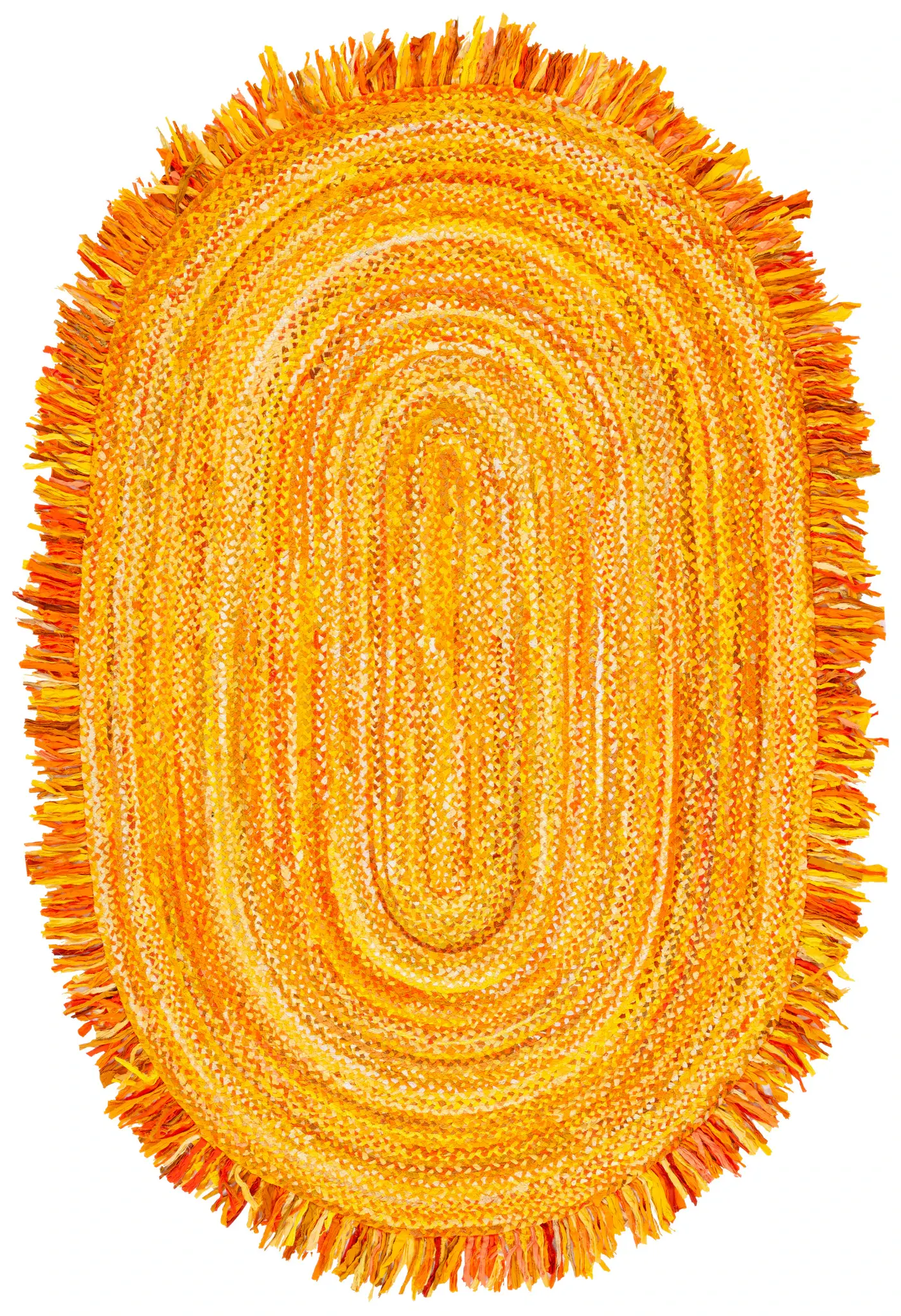 Braided Coastal Fringed Cotton Hand-Woven Rug