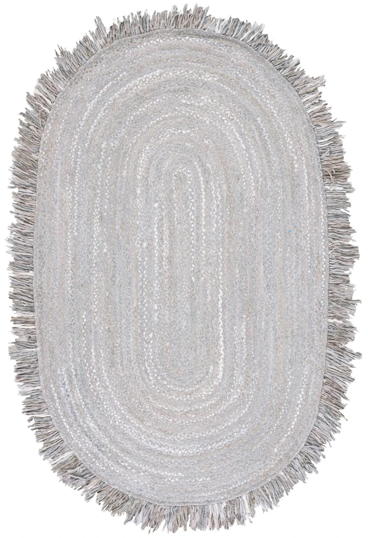 Braided Coastal Fringed Cotton Hand-Woven Rug