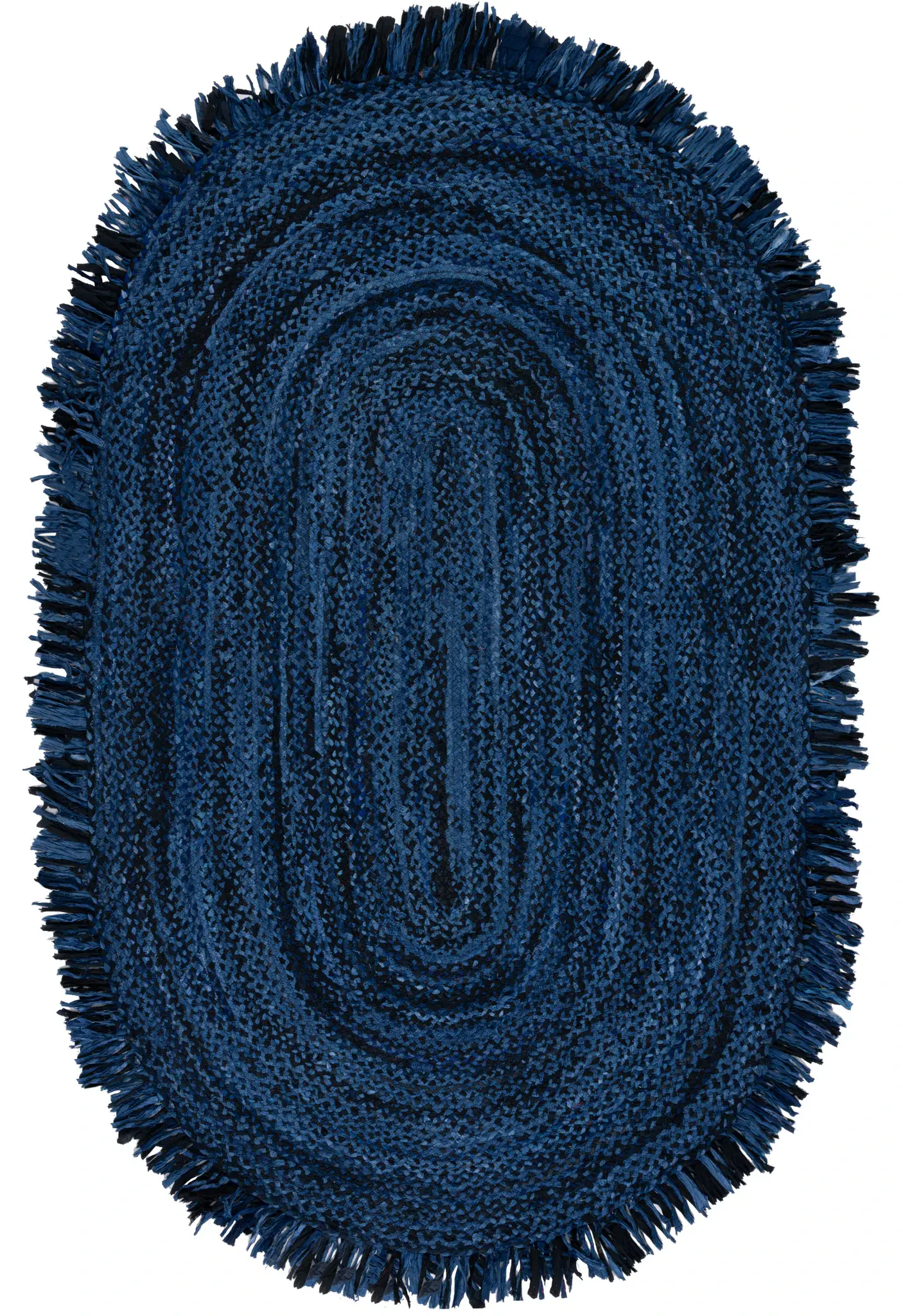 Braided Coastal Fringed Cotton Hand-Woven Rug