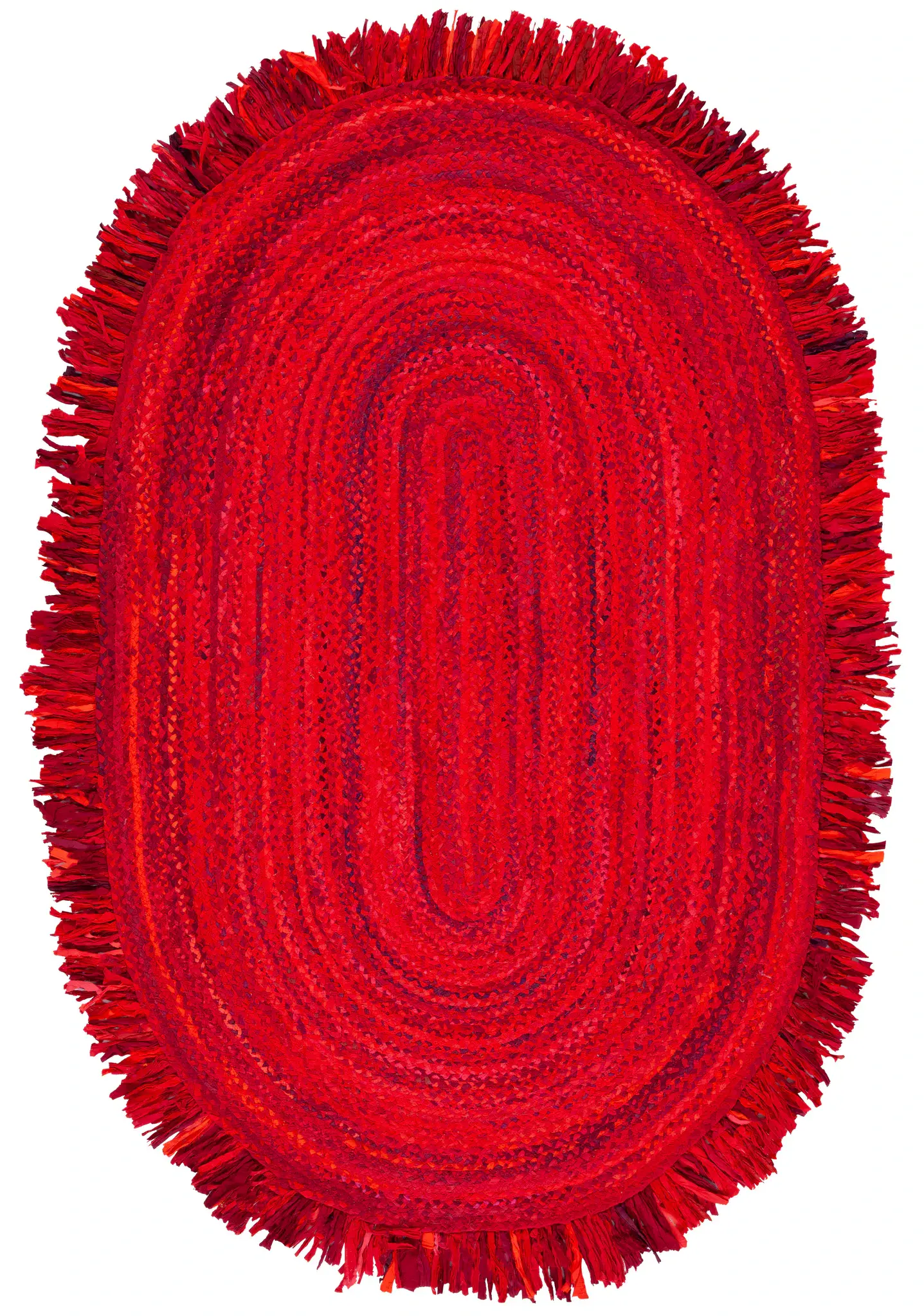 Braided Coastal Fringed Cotton Hand-Woven Rug