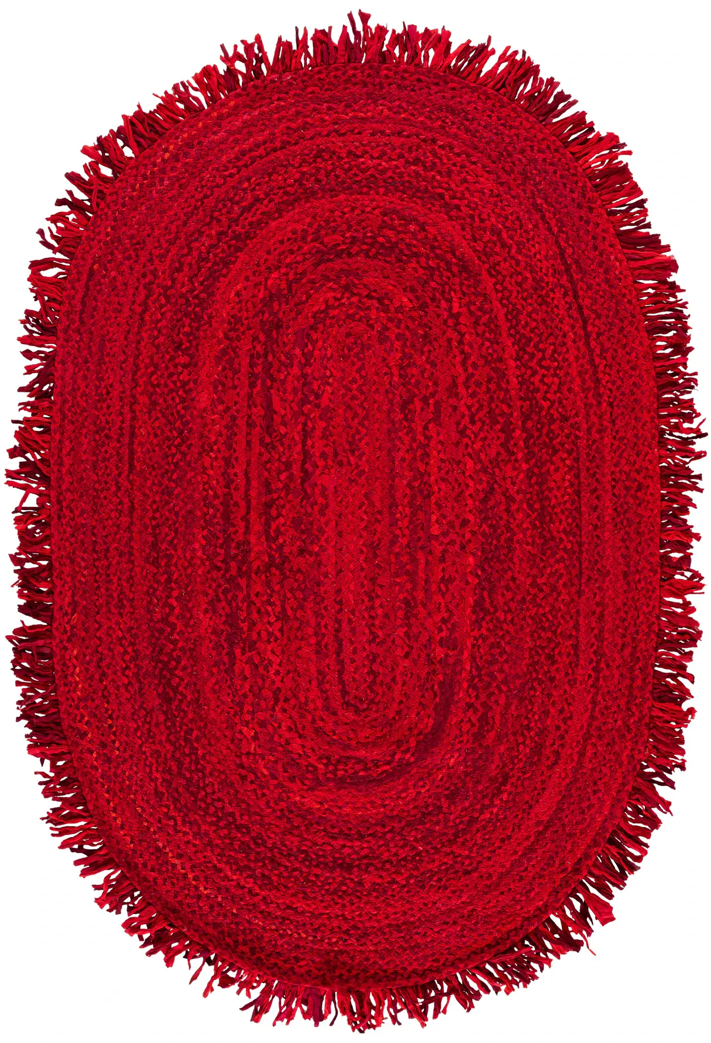Braided Coastal Fringed Cotton Hand-Woven Rug
