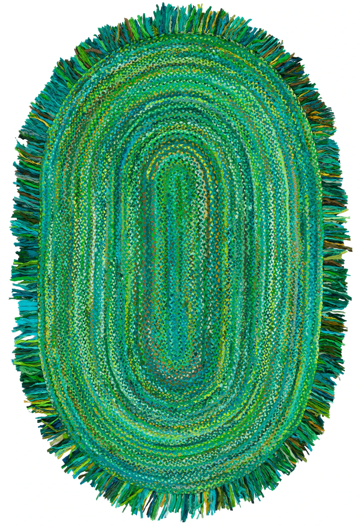 Braided Coastal Fringed Cotton Hand-Woven Rug