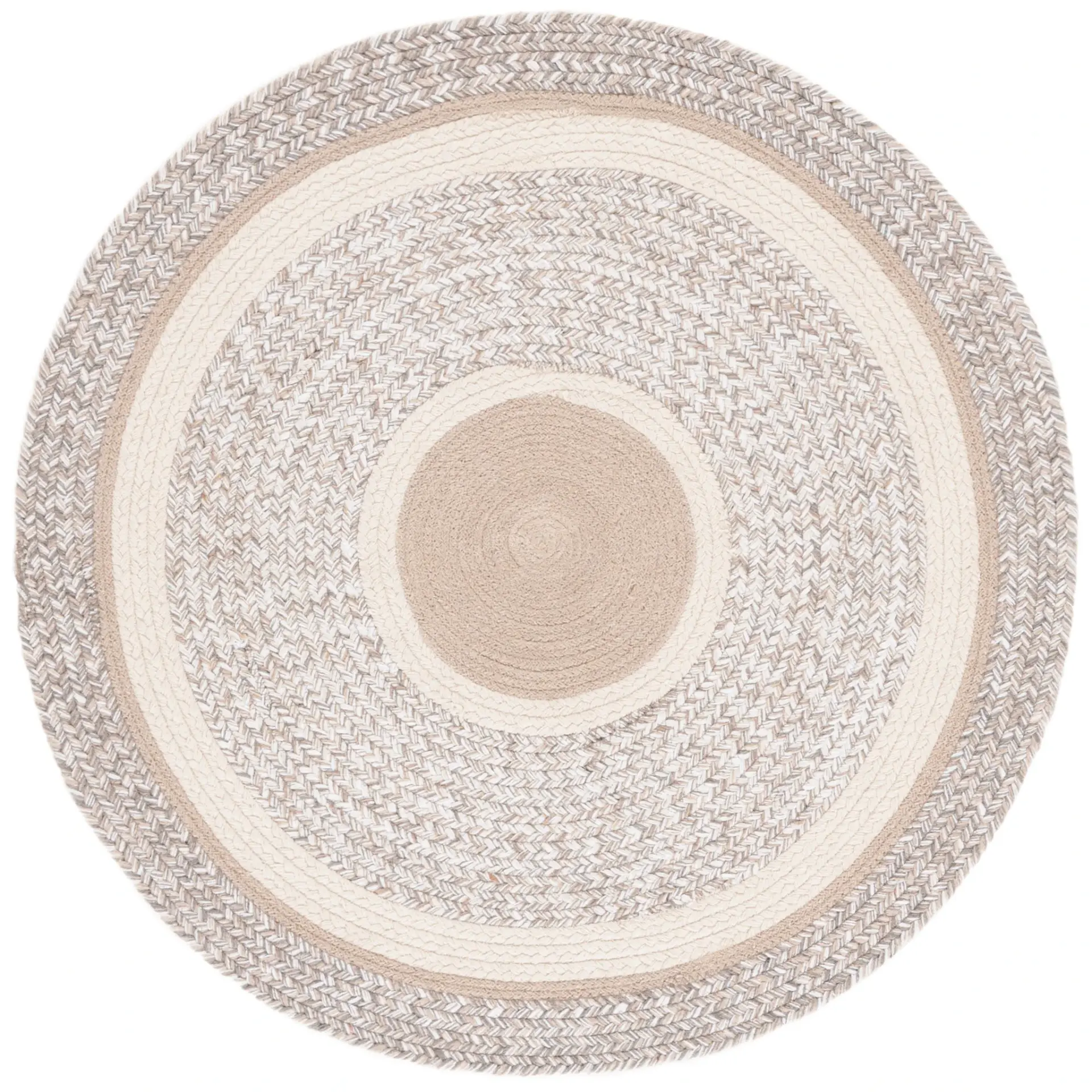 Braided Coastal Banded Ring Cotton Rug