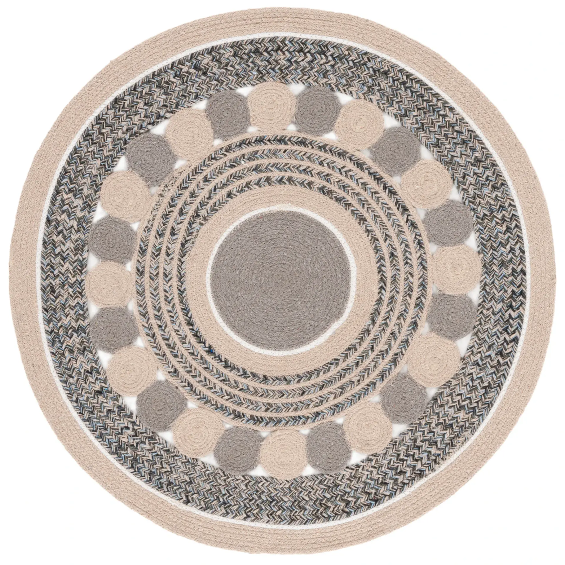 Braided Coastal Concentric Circles Flatweave Cotton Rug