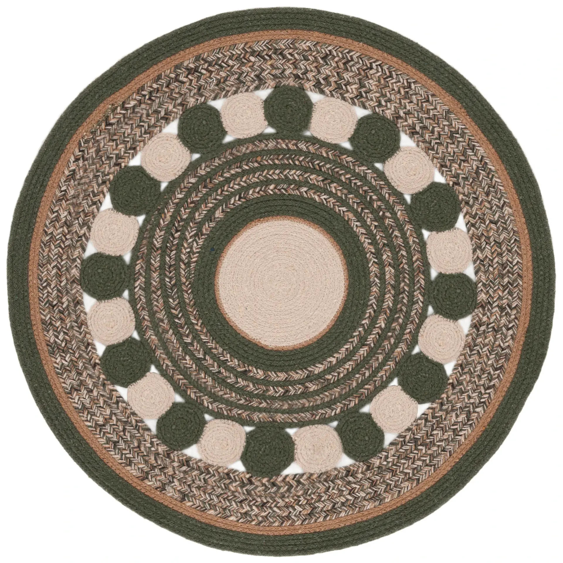 Braided Coastal Concentric Circles Flatweave Cotton Rug
