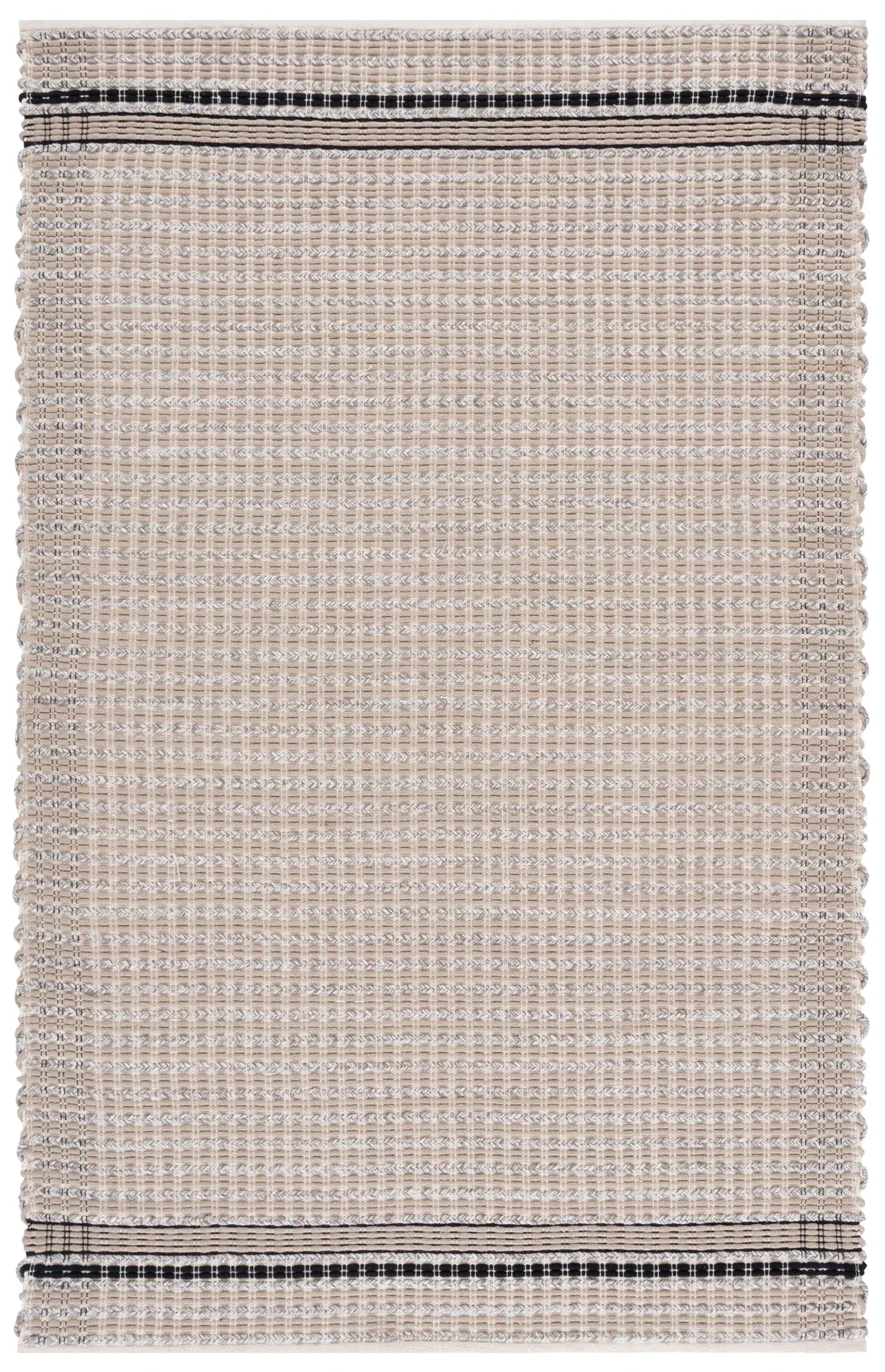 Braided Scandinavian Striped Cotton Hand-Woven Rug