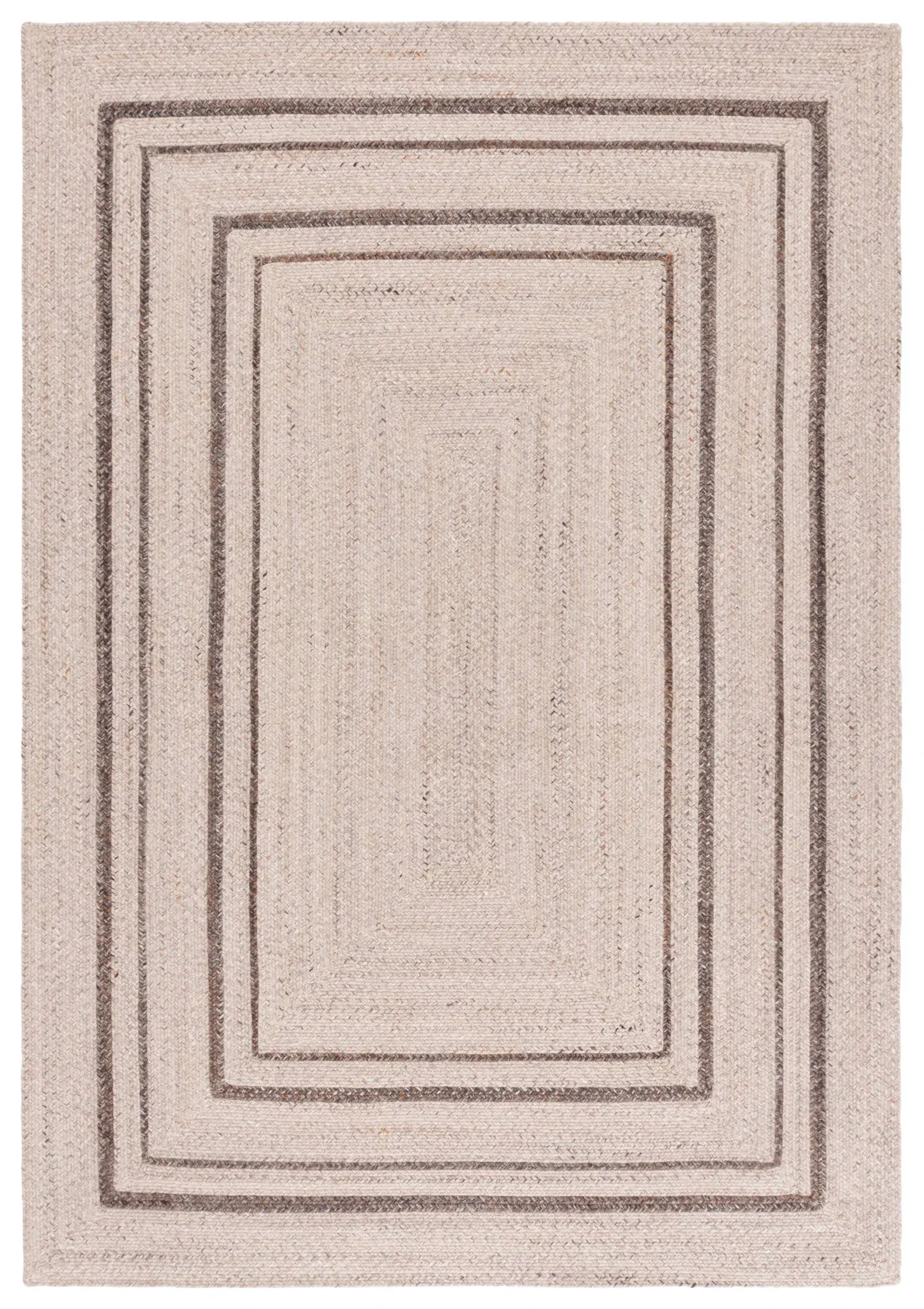 Braided Coastal Concentric Square Hand-Woven Rug