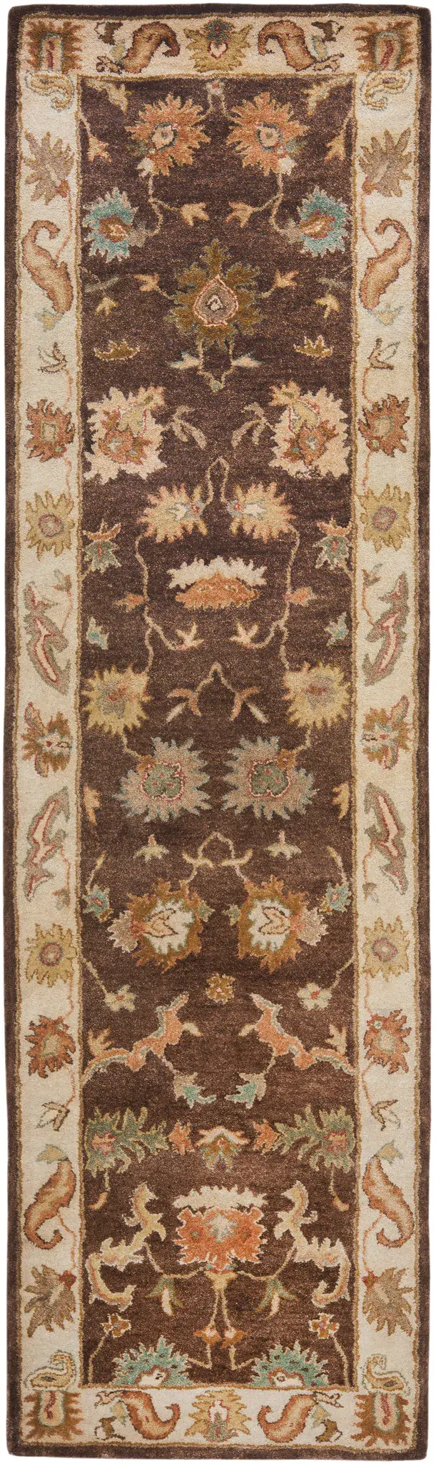 Bergama Floral Border Hand-Tufted Wool Rug