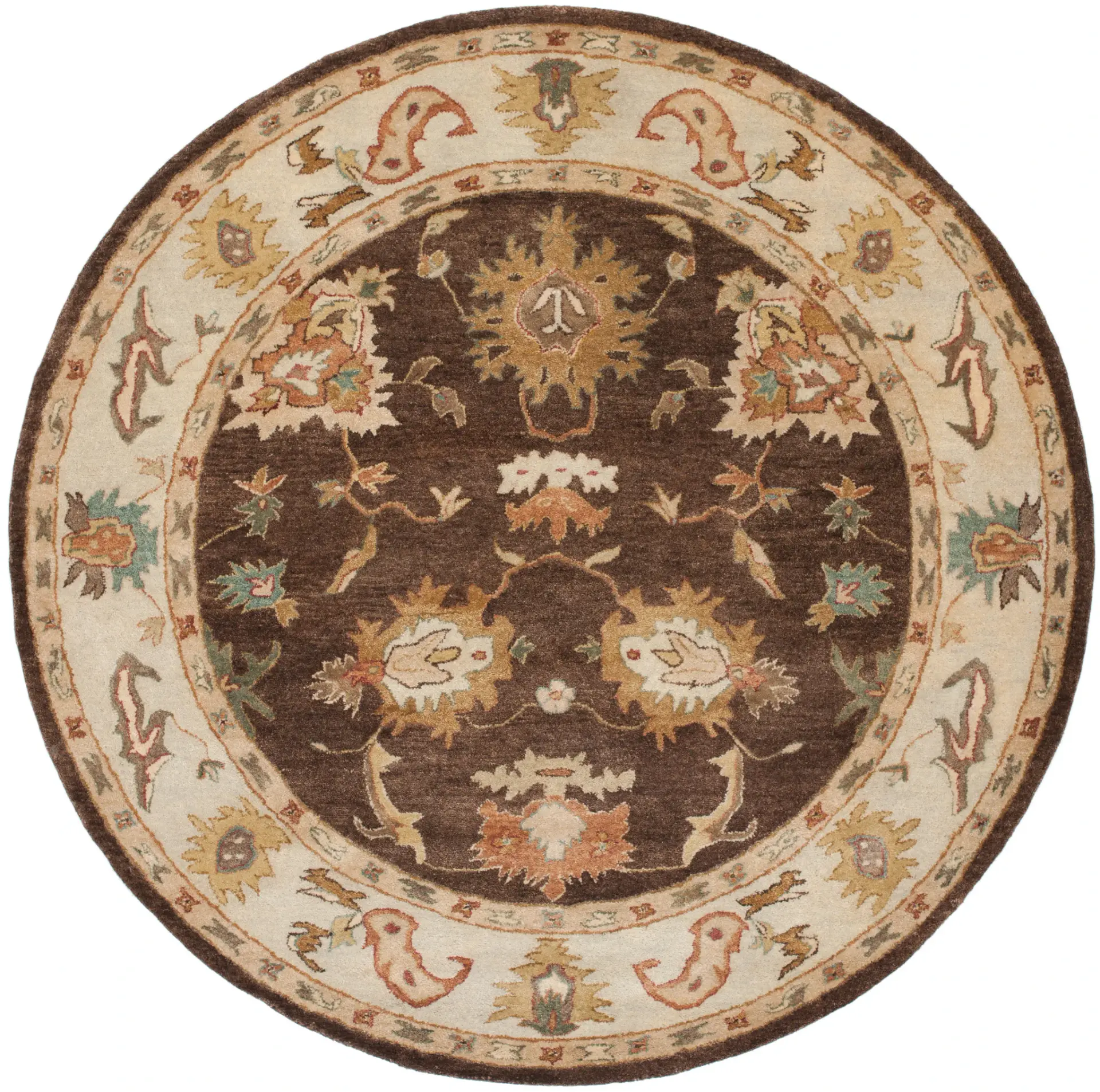 Bergama Floral Border Hand-Tufted Wool Rug