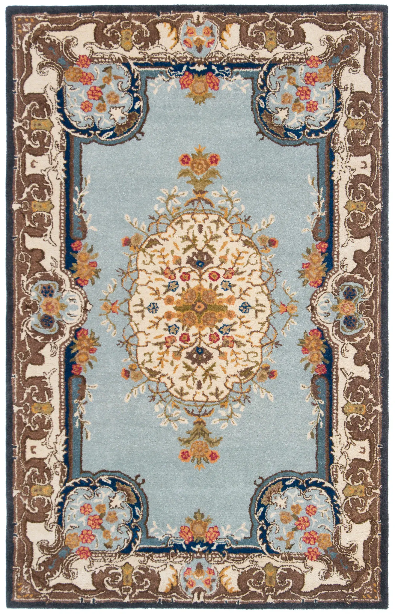 Bergama Acanthus Floral Medallion Hand-Tufted Wool Rug