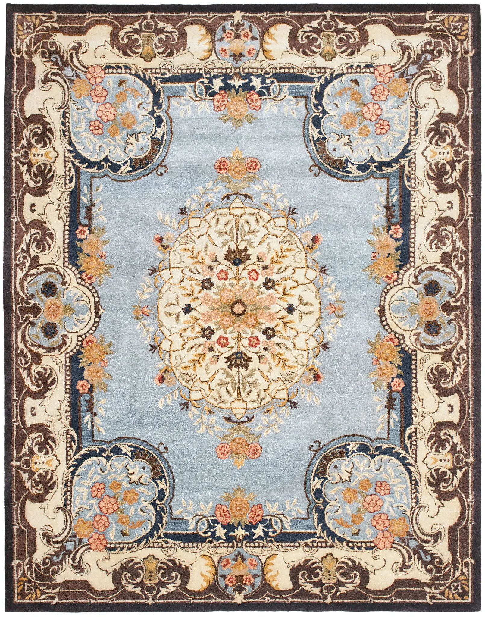 Bergama Acanthus Floral Medallion Hand-Tufted Wool Rug