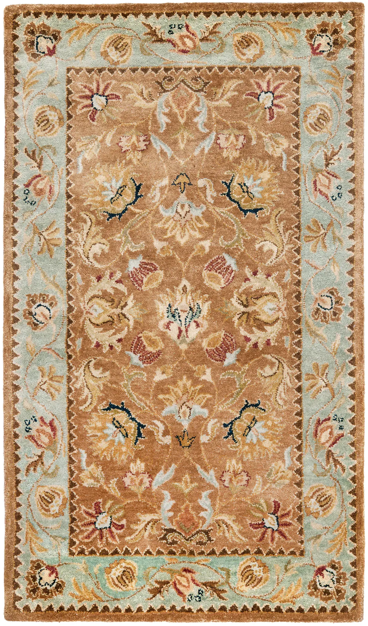 Bergama Floral Bordered Hand-Tufted Wool Rug