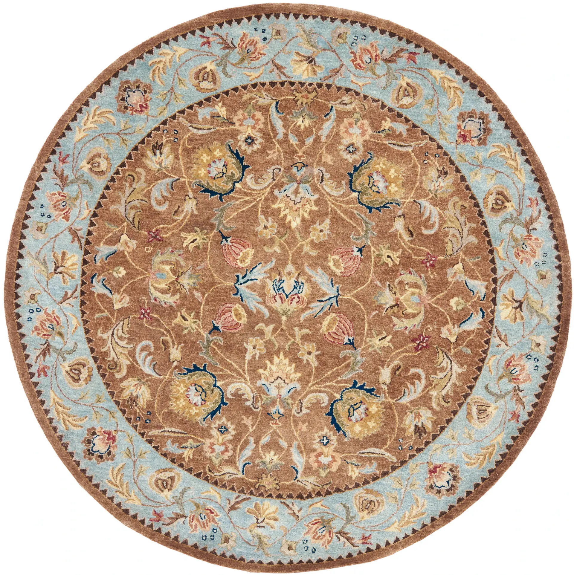 Bergama Floral Bordered Hand-Tufted Wool Rug