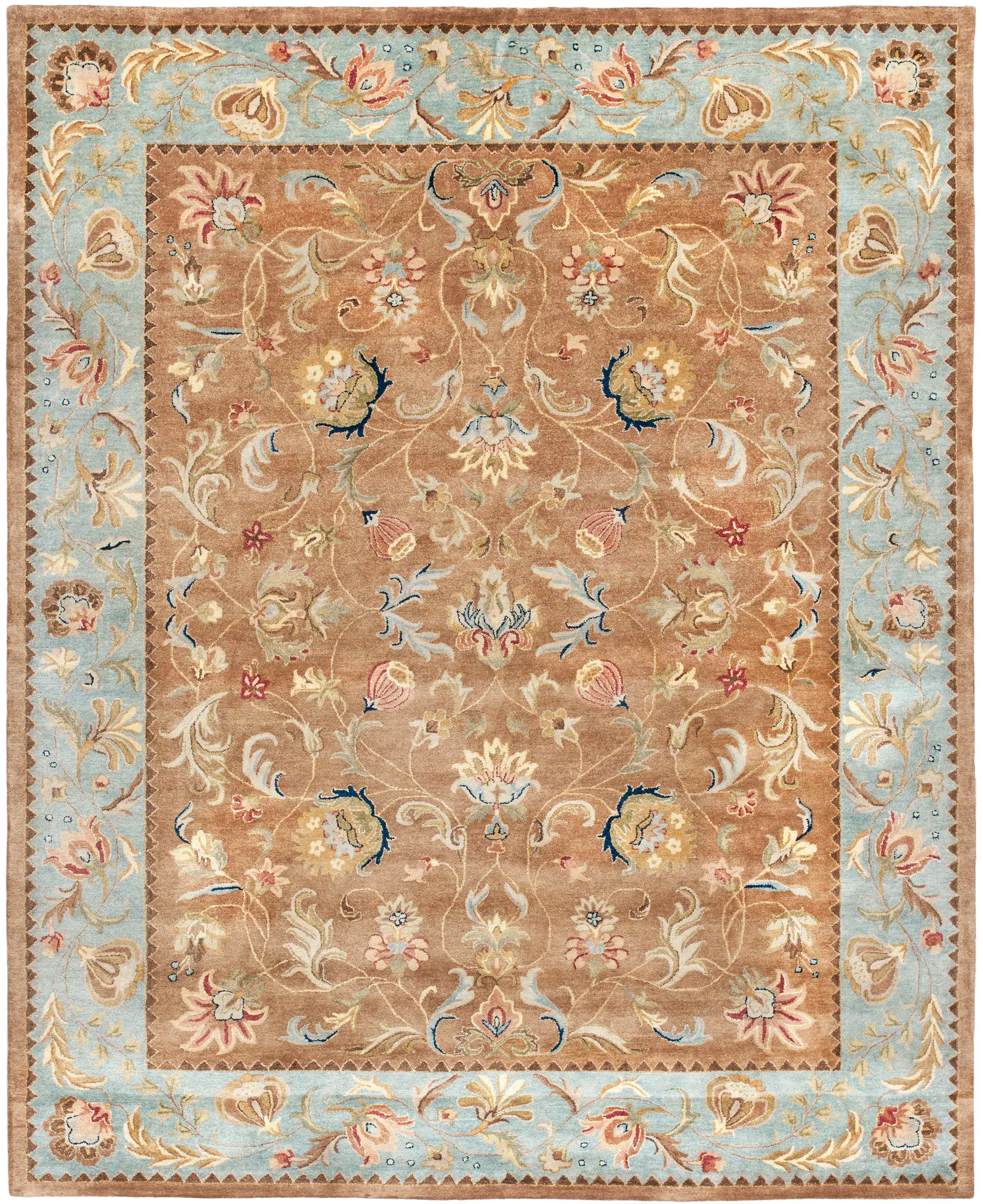 Bergama Floral Bordered Hand-Tufted Wool Rug