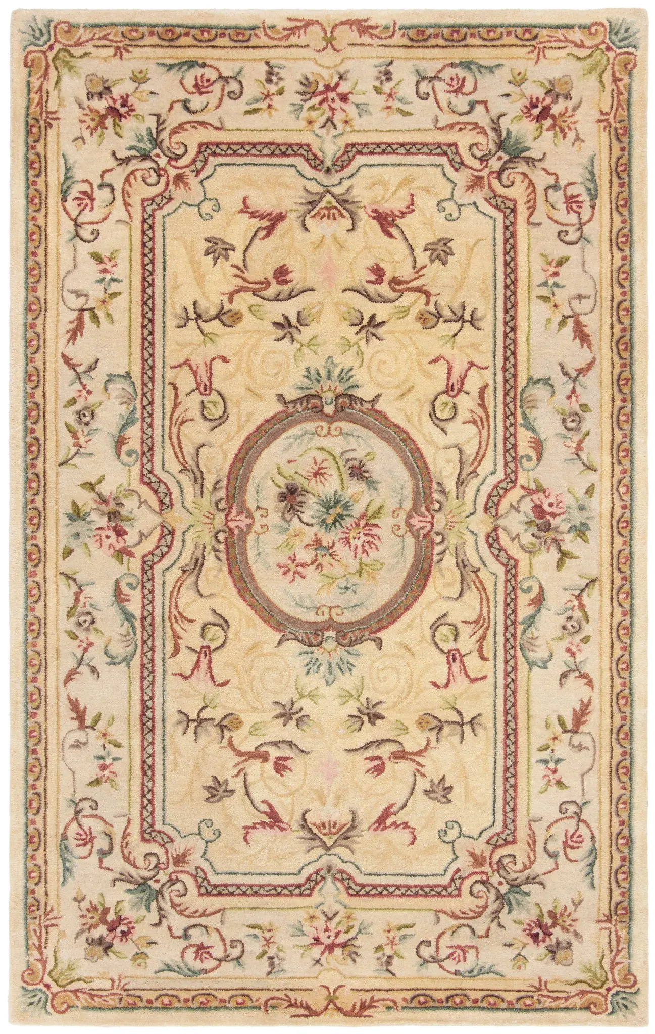 Bergama Circular Floral Medallion Hand-Tufted Wool Rug