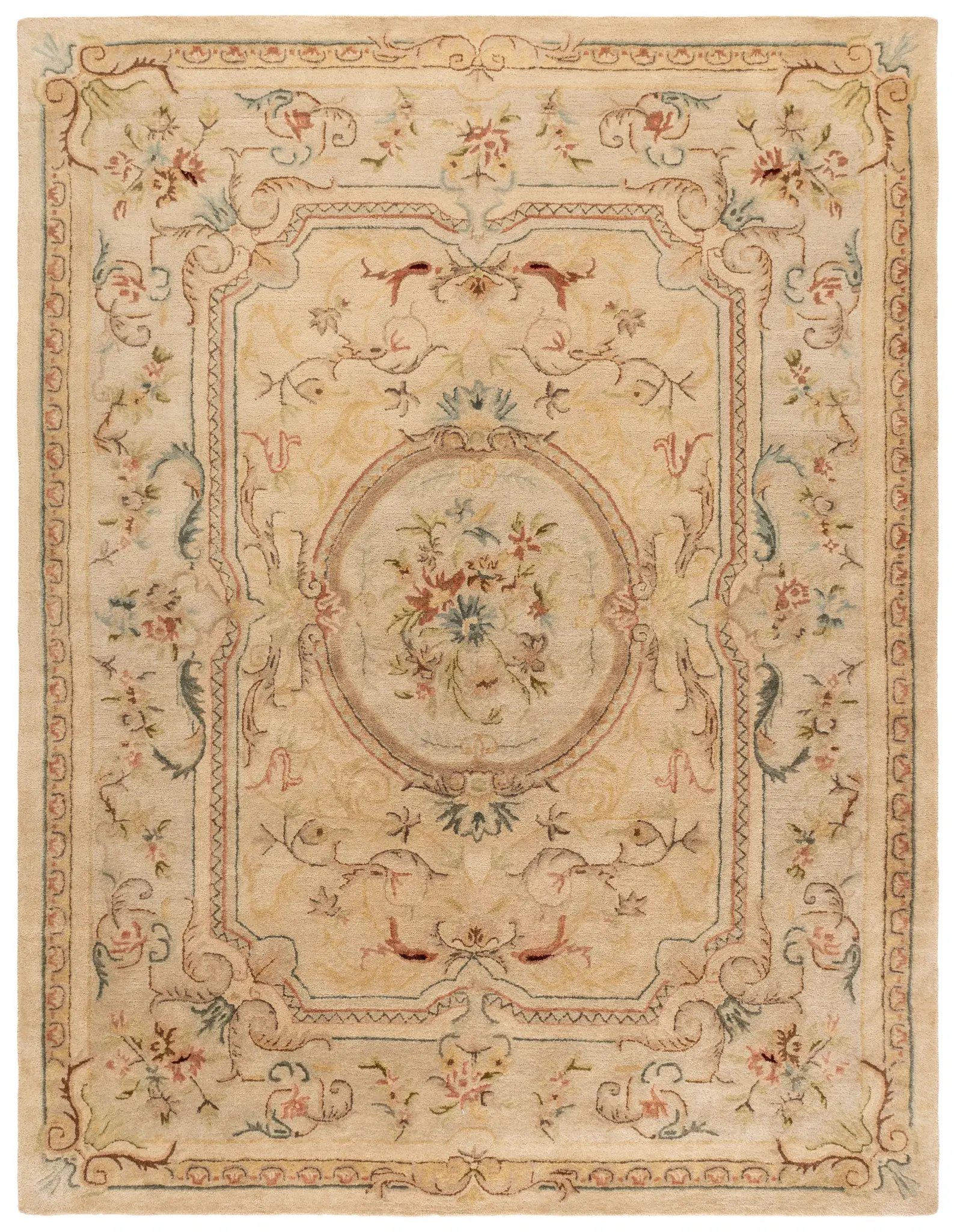 Bergama Circular Floral Medallion Hand-Tufted Wool Rug