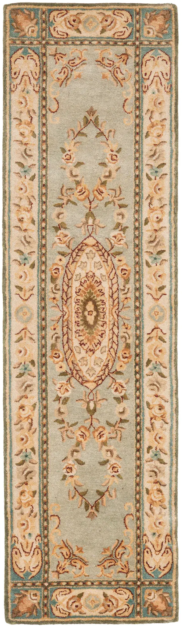Bergama Oval Medallion Bordered Hand-Tufted Wool Rug