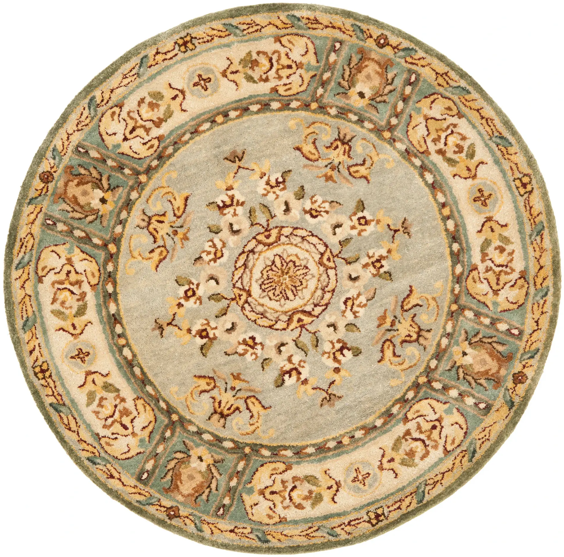 Bergama Oval Medallion Bordered Hand-Tufted Wool Rug