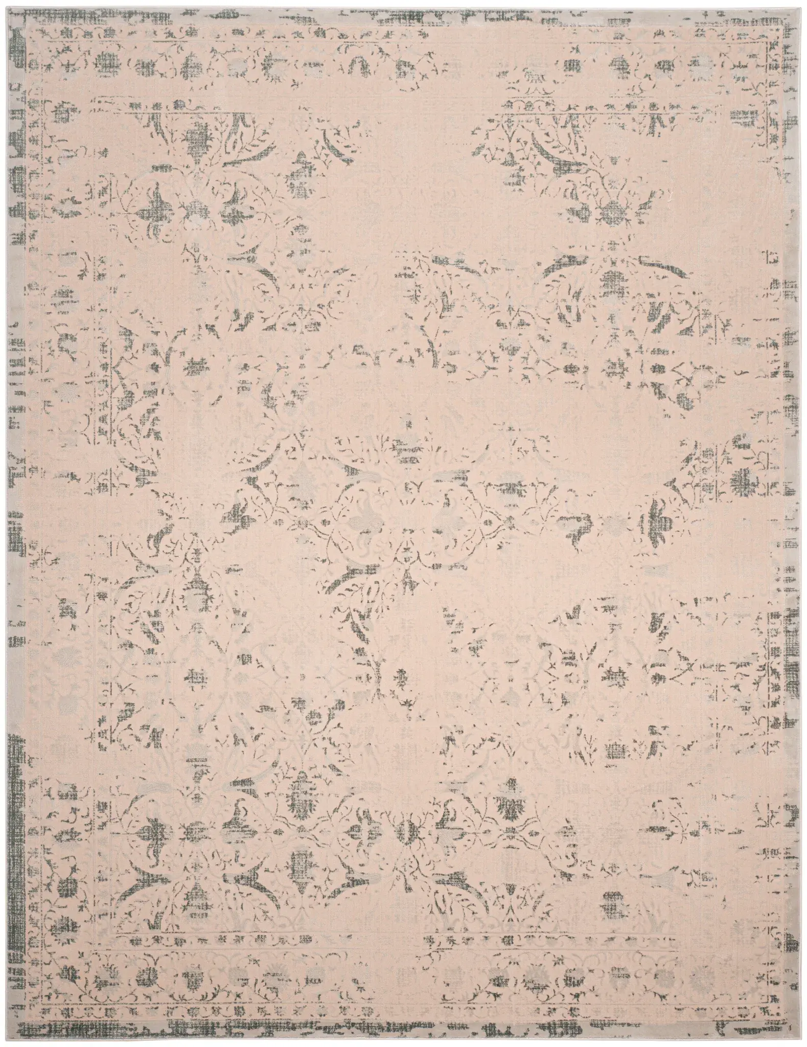 Brilliance Distressed Floral Bordered Rug