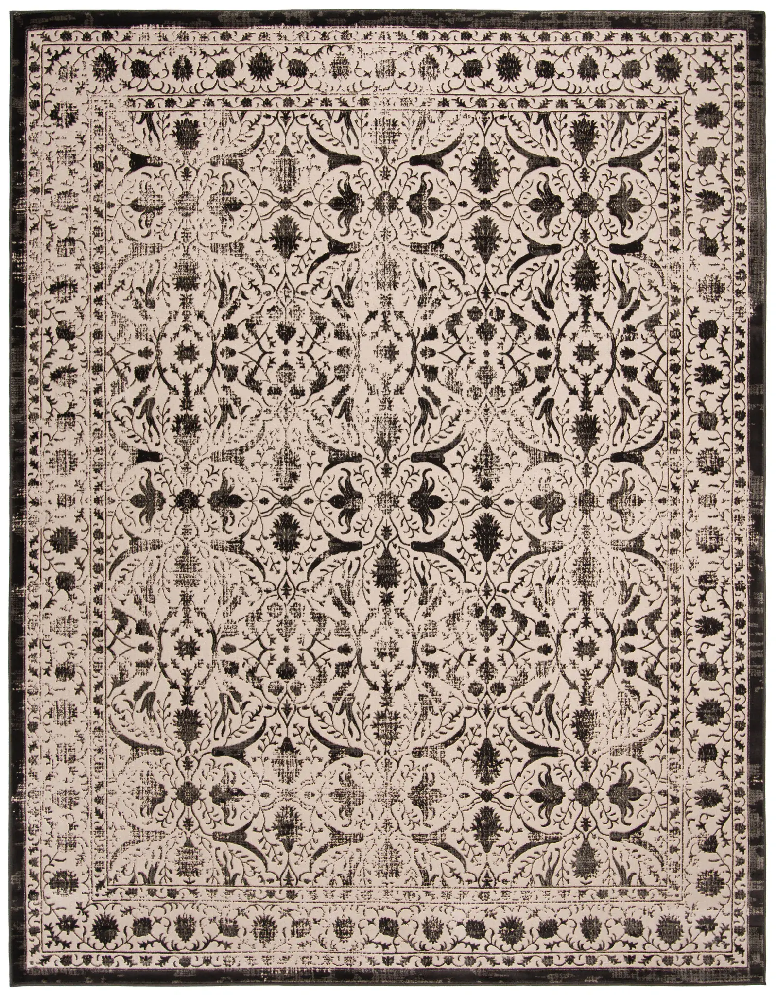 Brilliance Distressed Floral Bordered Rug