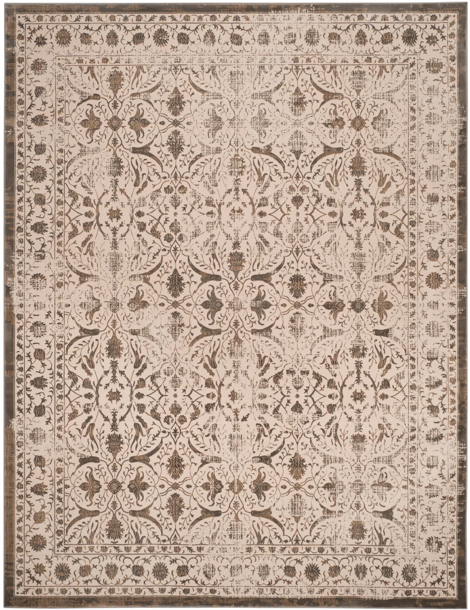 Brilliance Distressed Floral Bordered Rug