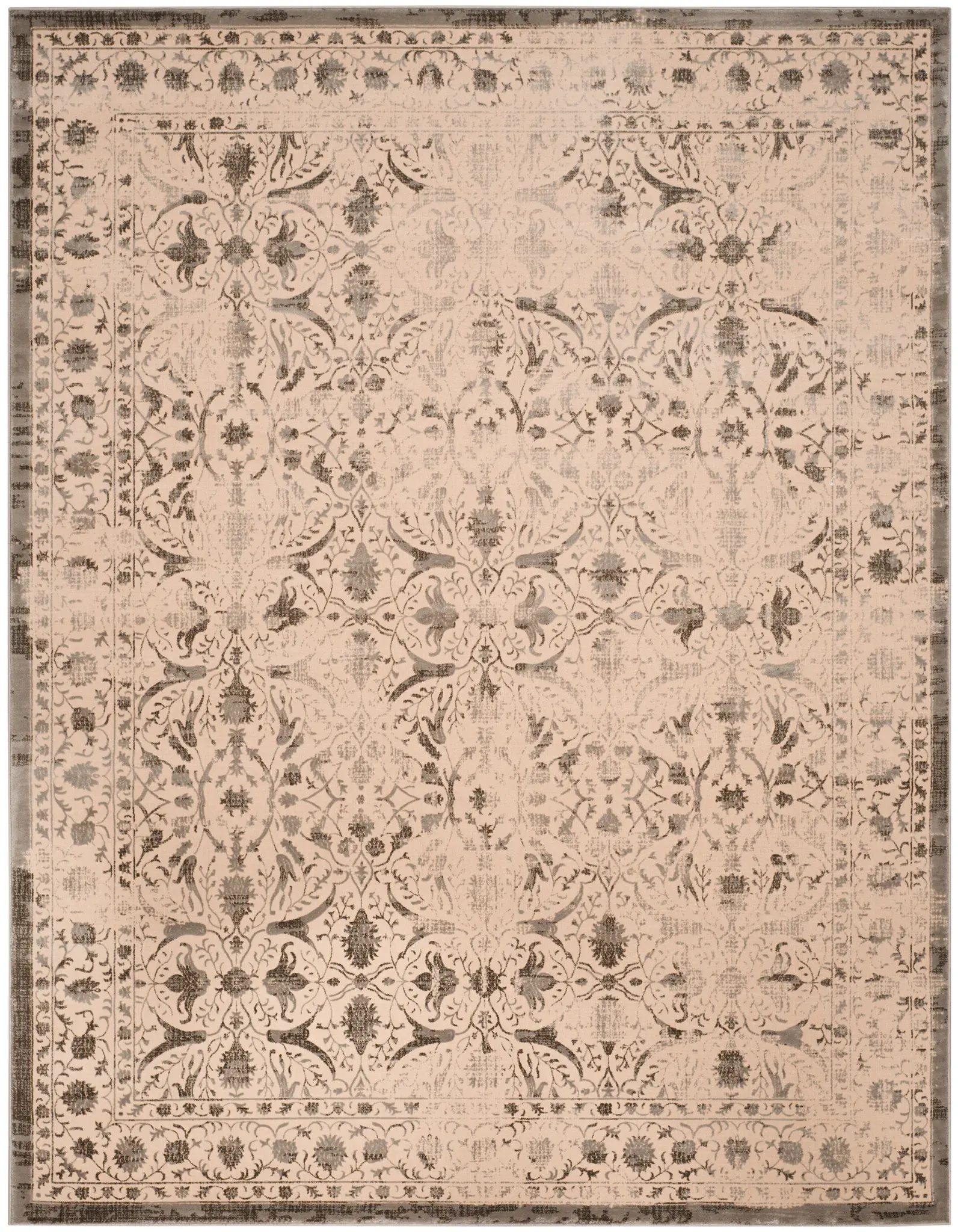 Brilliance Distressed Floral Bordered Rug