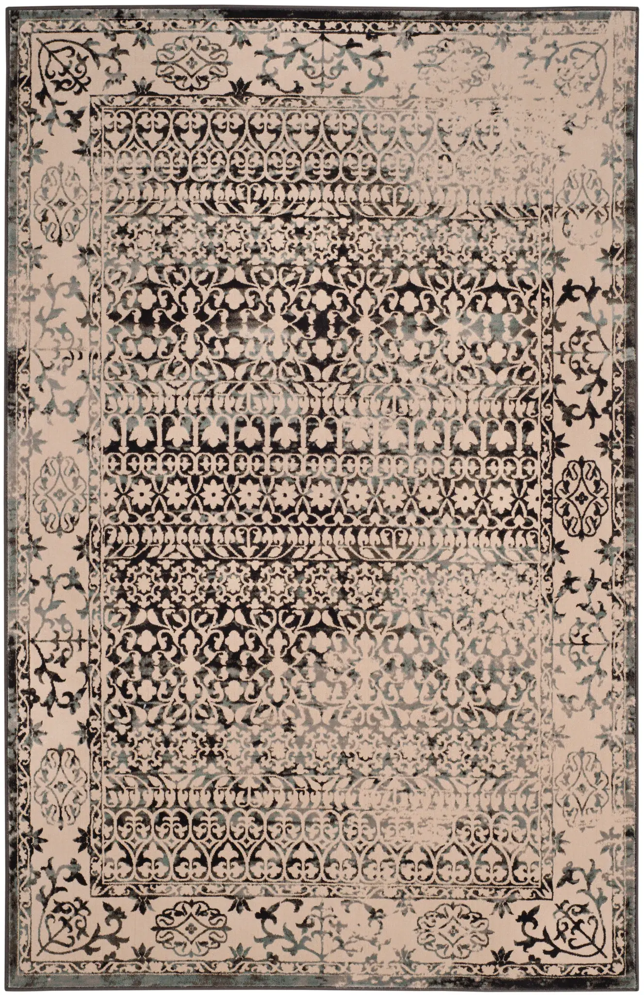 Brilliance Distressed Floral Banded Rug