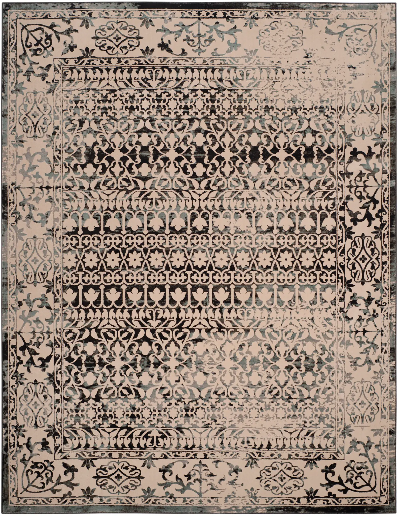 Brilliance Distressed Floral Banded Rug