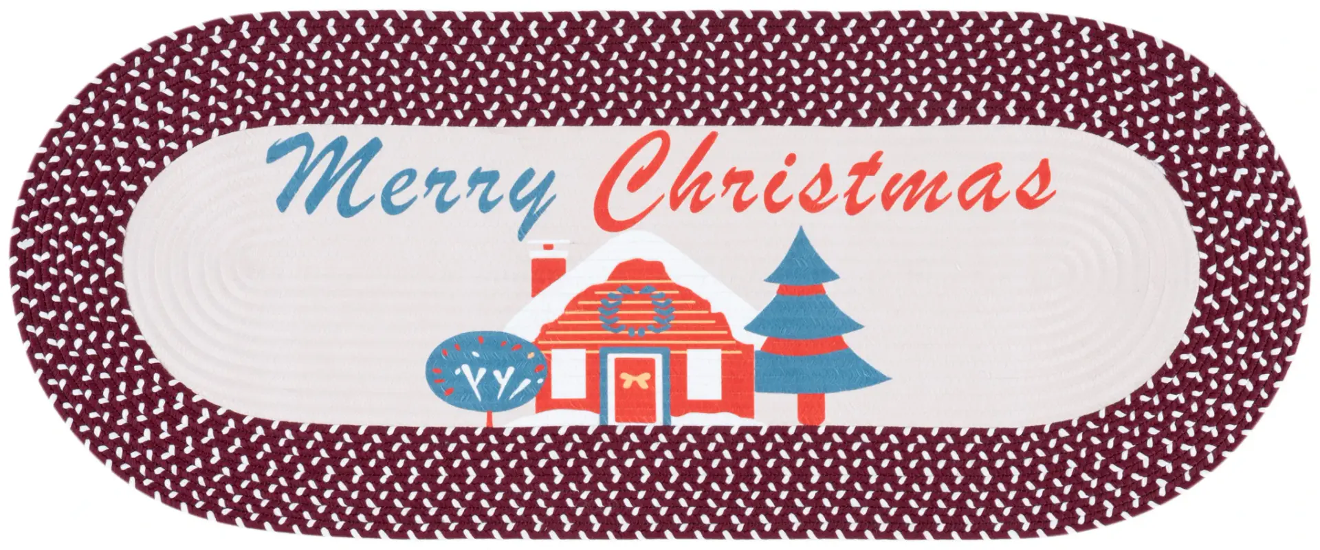 Braided Posters Christmas Cottage Hand-Woven Washable Rug