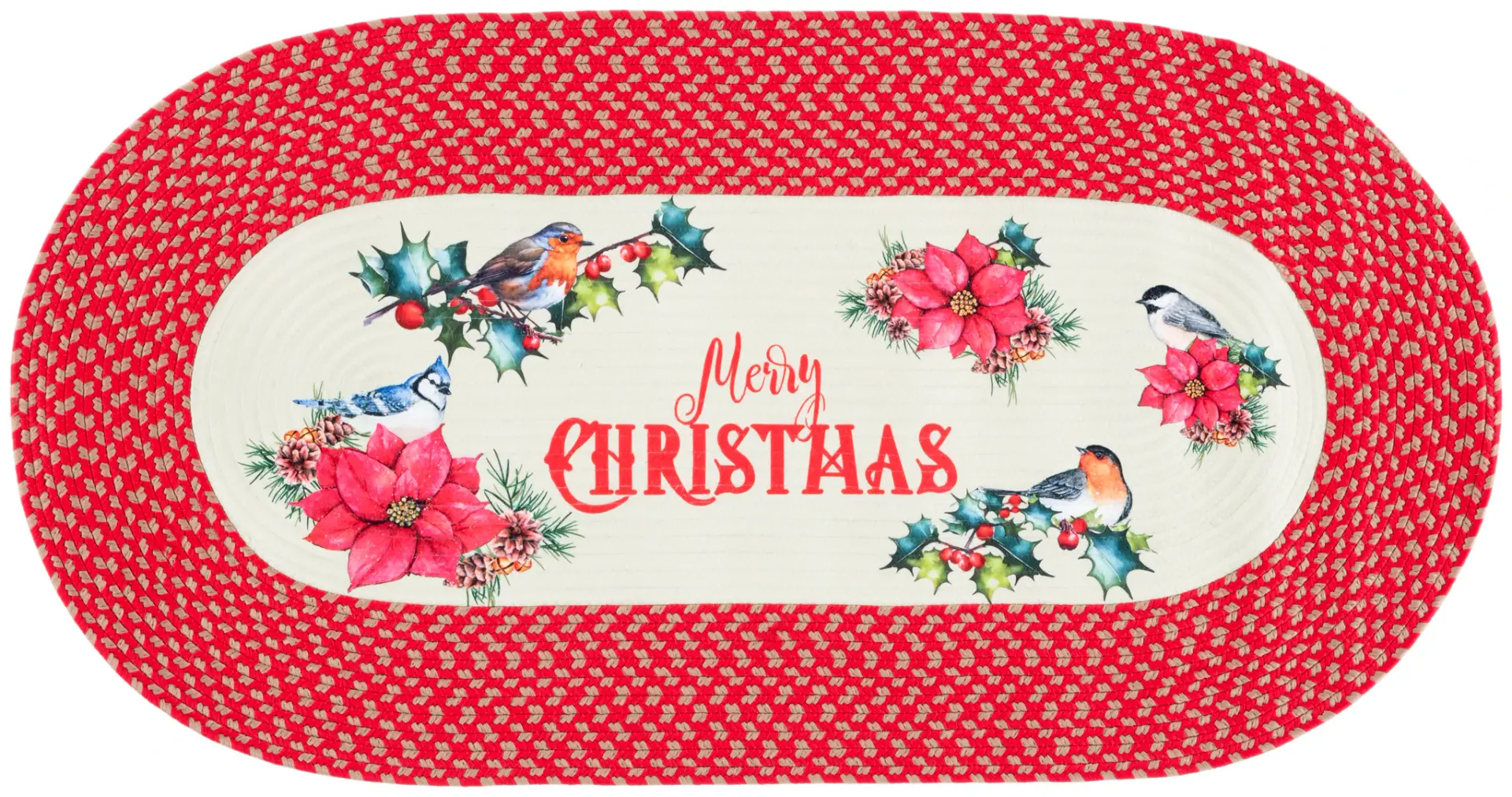 Braided Posters Christmas Greeting Hand-Woven Washable Rug