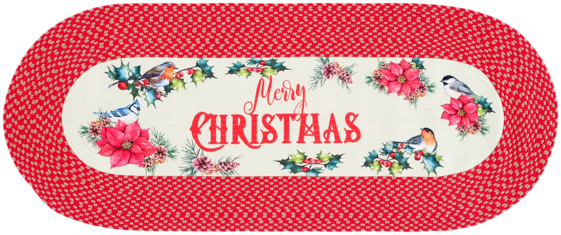 Braided Posters Christmas Greeting Hand-Woven Washable Rug