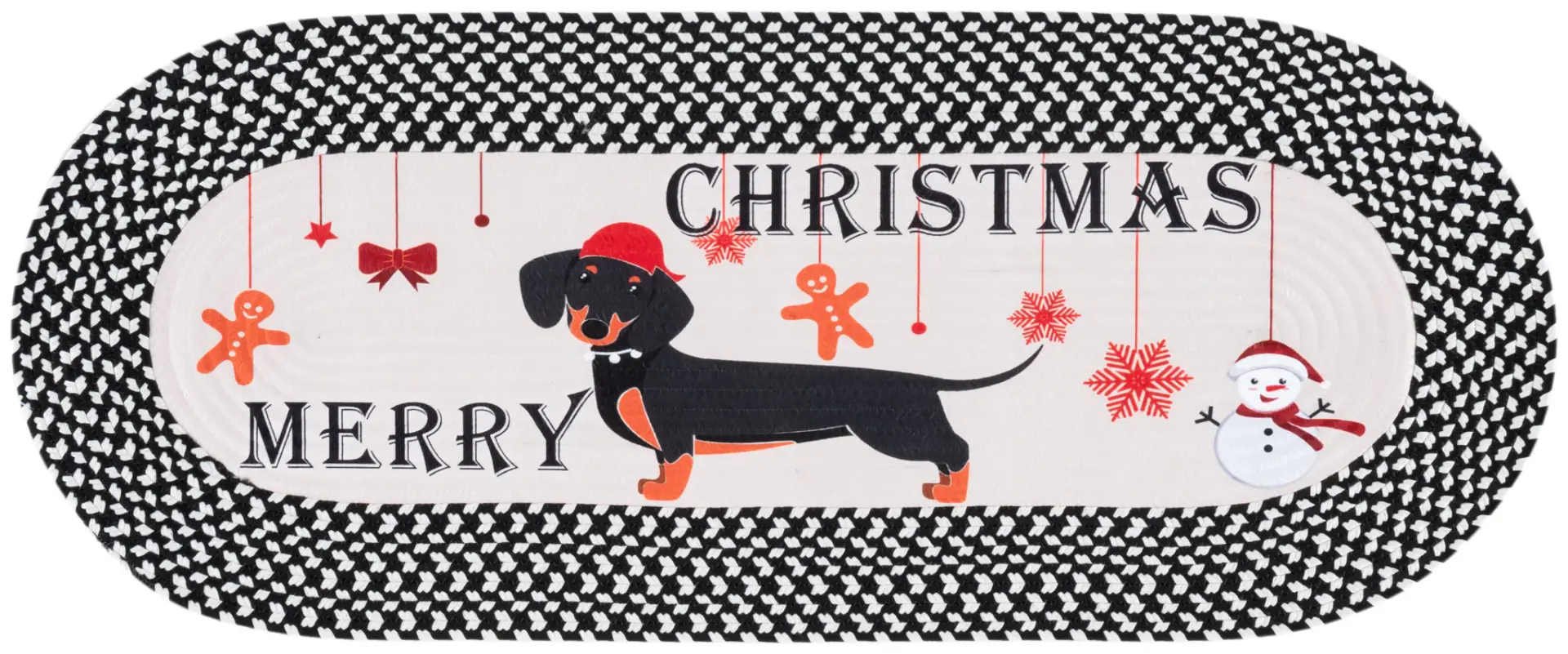 Braided Posters Christmas Dachshund Hand-Woven Washable Rug