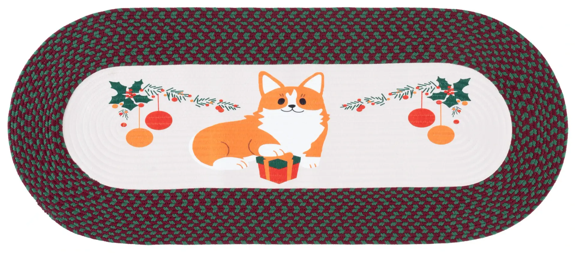 Braided Posters Holiday Corgi Hand-Woven Washable Rug