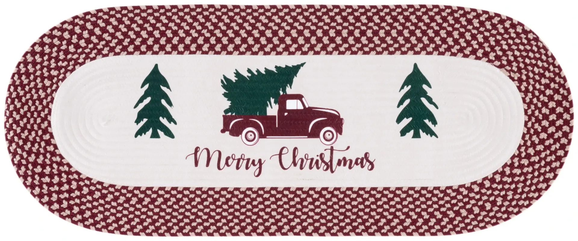 Braided Posters Christmas Truck Hand-Woven Washable Rug