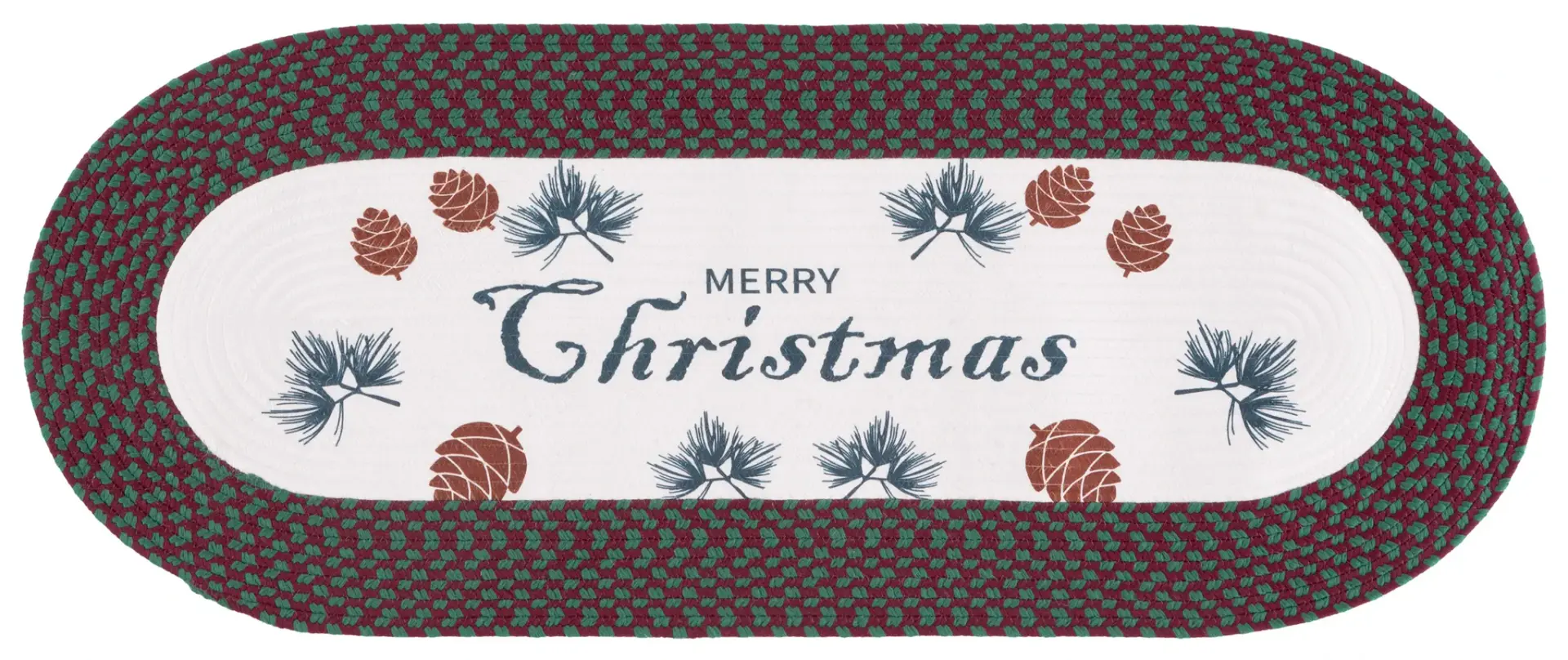Braided Posters Merry Christmas Hand-Woven Washable Rug