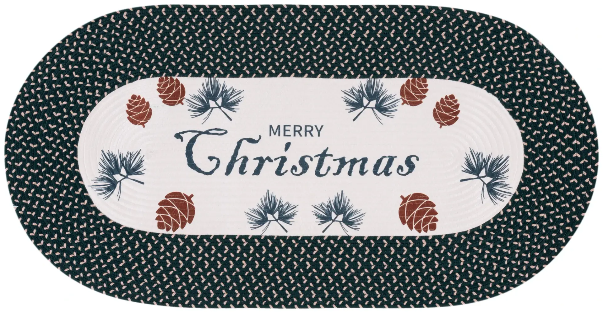 Braided Posters Merry Christmas Hand-Woven Washable Rug