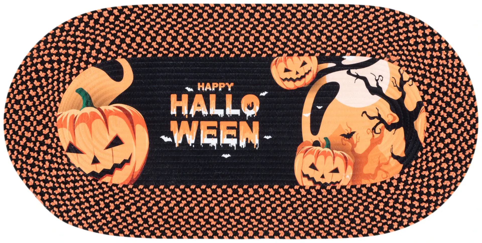 Braided Posters Halloween Pumpkin Hand-Woven Washable Rug