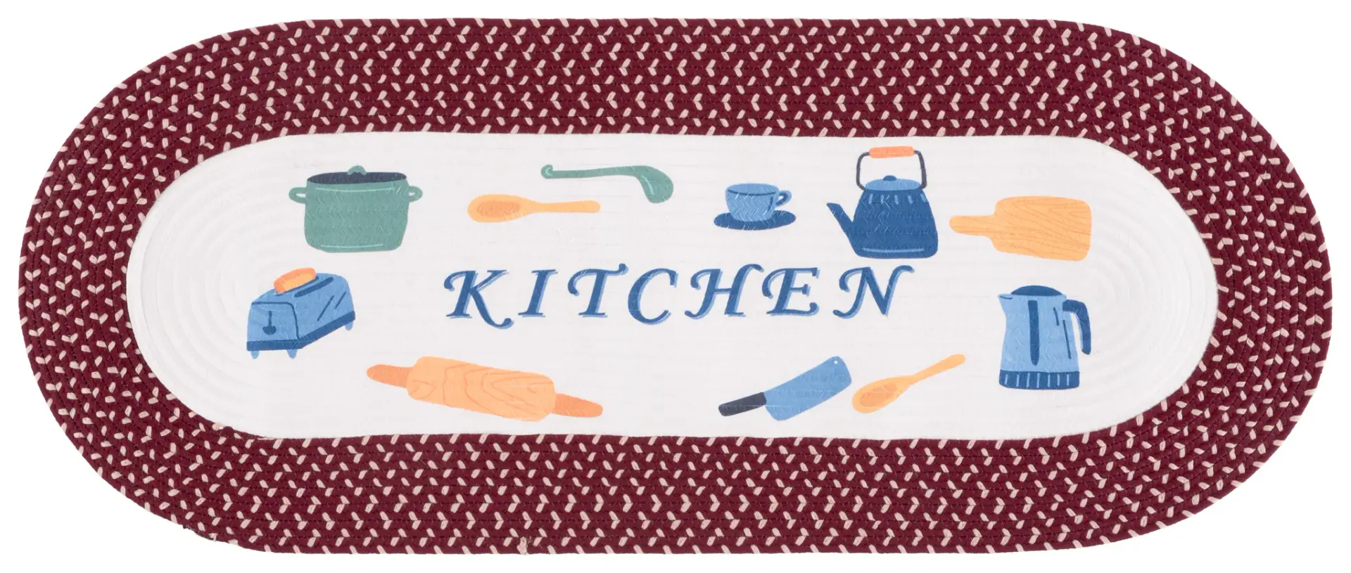 Braided Posters Kitchen Motif Hand-Woven Washable Rug