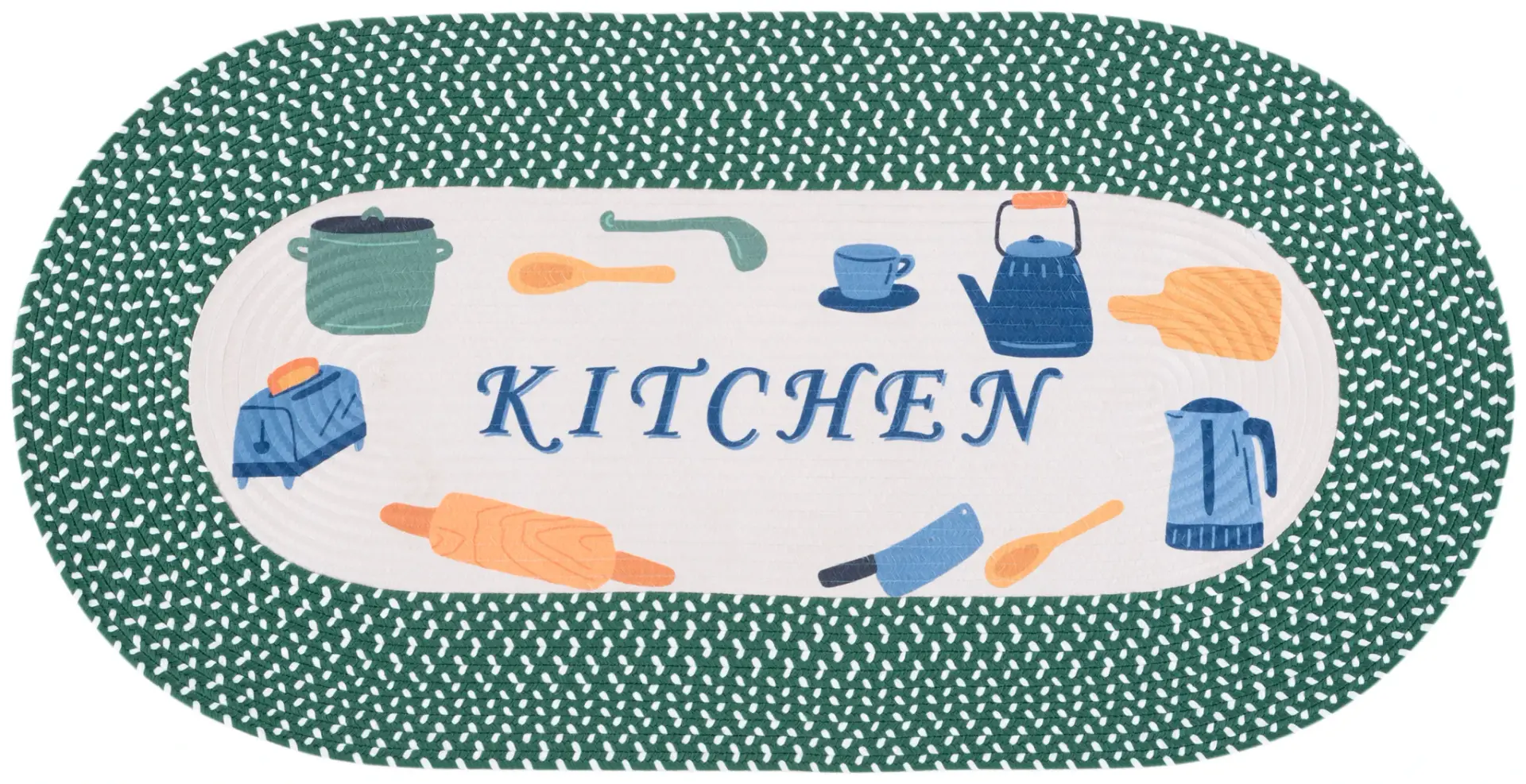 Braided Posters Kitchen Motif Hand-Woven Washable Rug